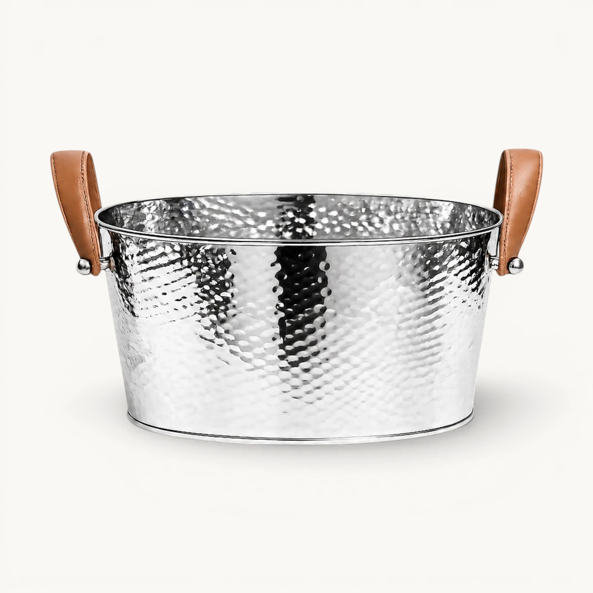 Champagner Schale Gavin, vernickelt, gehämmert 39x29x19 cm