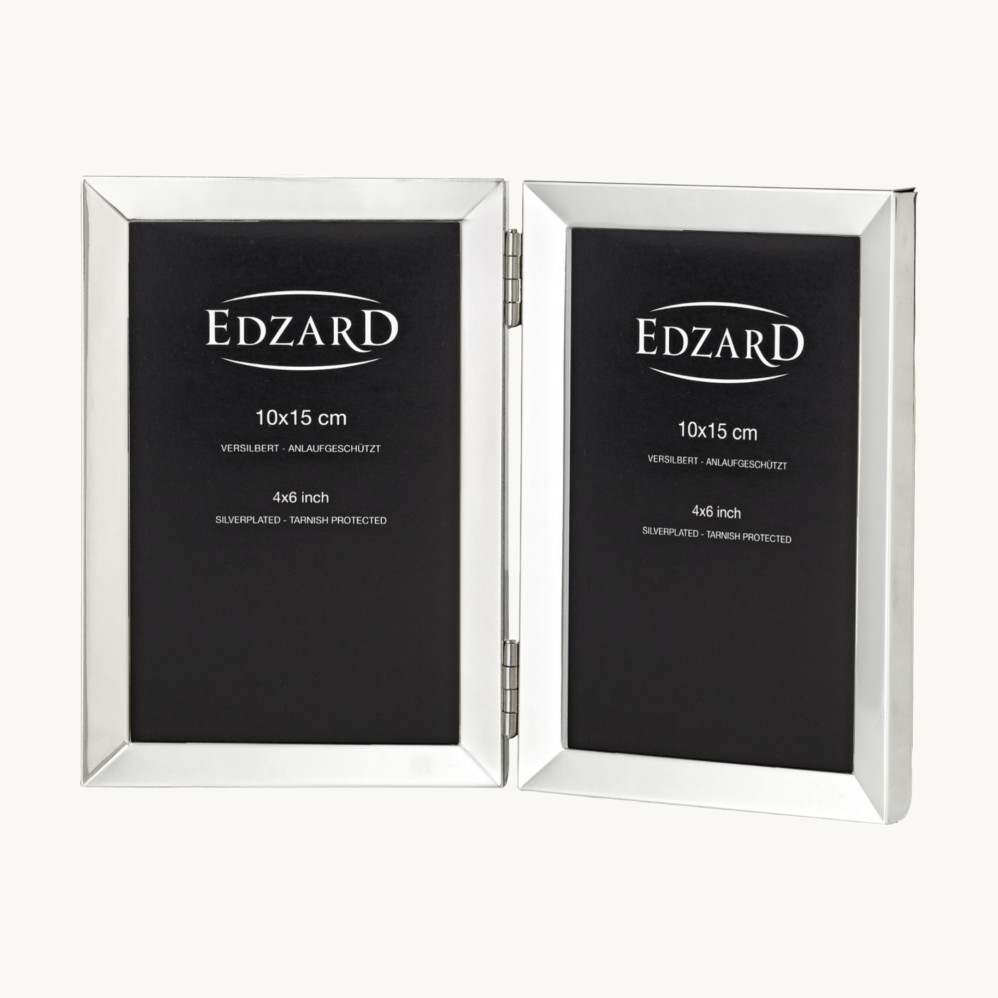 Doppelrahmen Livorno (10x15 cm) vertikal, edel versilbert, anlaufgeschützt