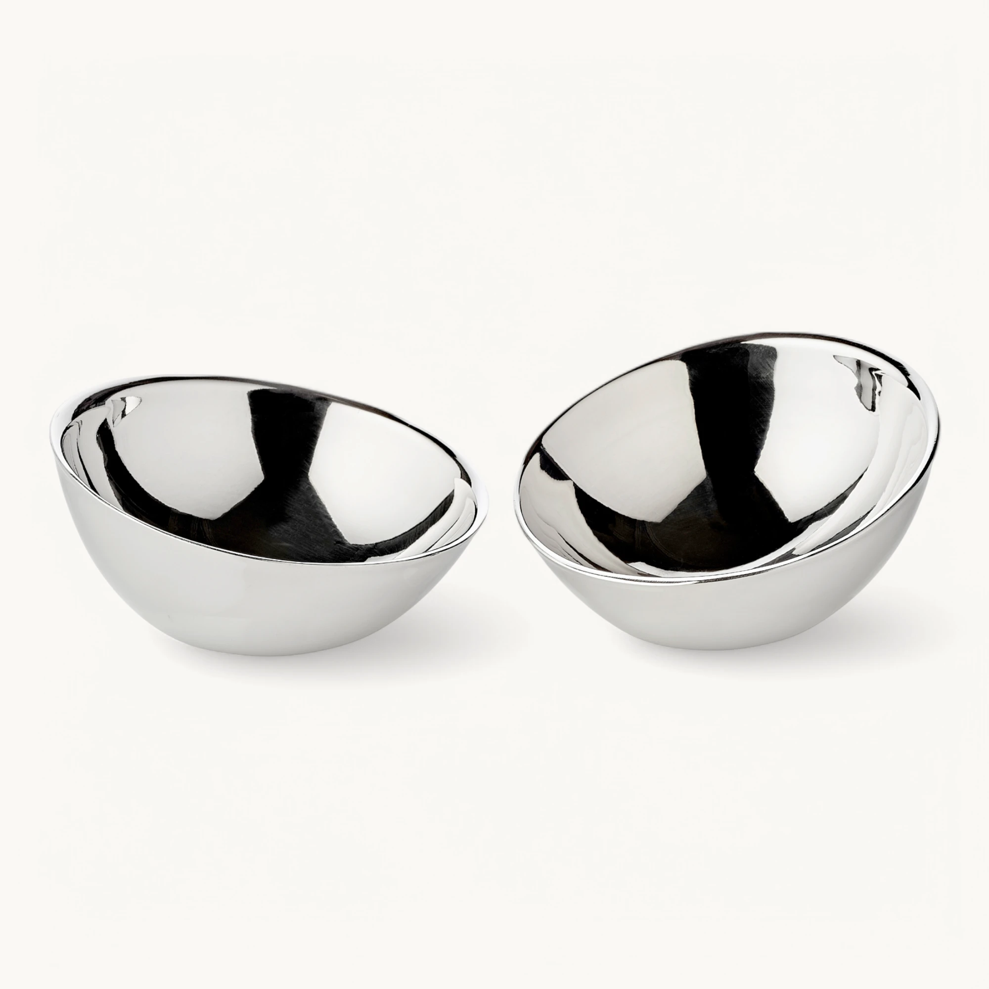 2er-Set Schale Asti (Höhe 5 cm, Ø 10,5 cm), auf Füßen, silberfarben, schwerversilbert