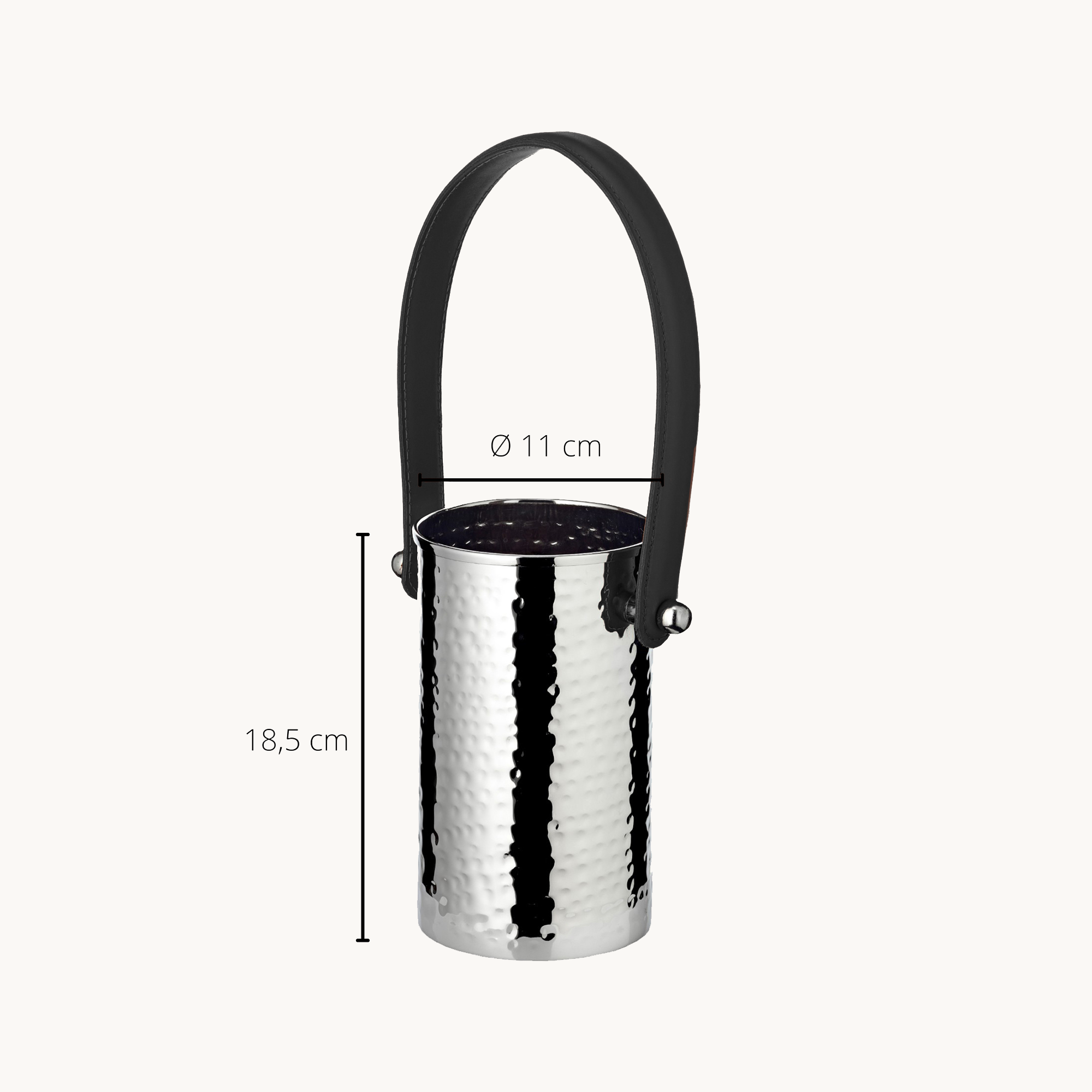 Flaschenkühler Gavin (H 18,5 cm, Ø 11 cm), gehämmert, Edelstahl, vernickelt