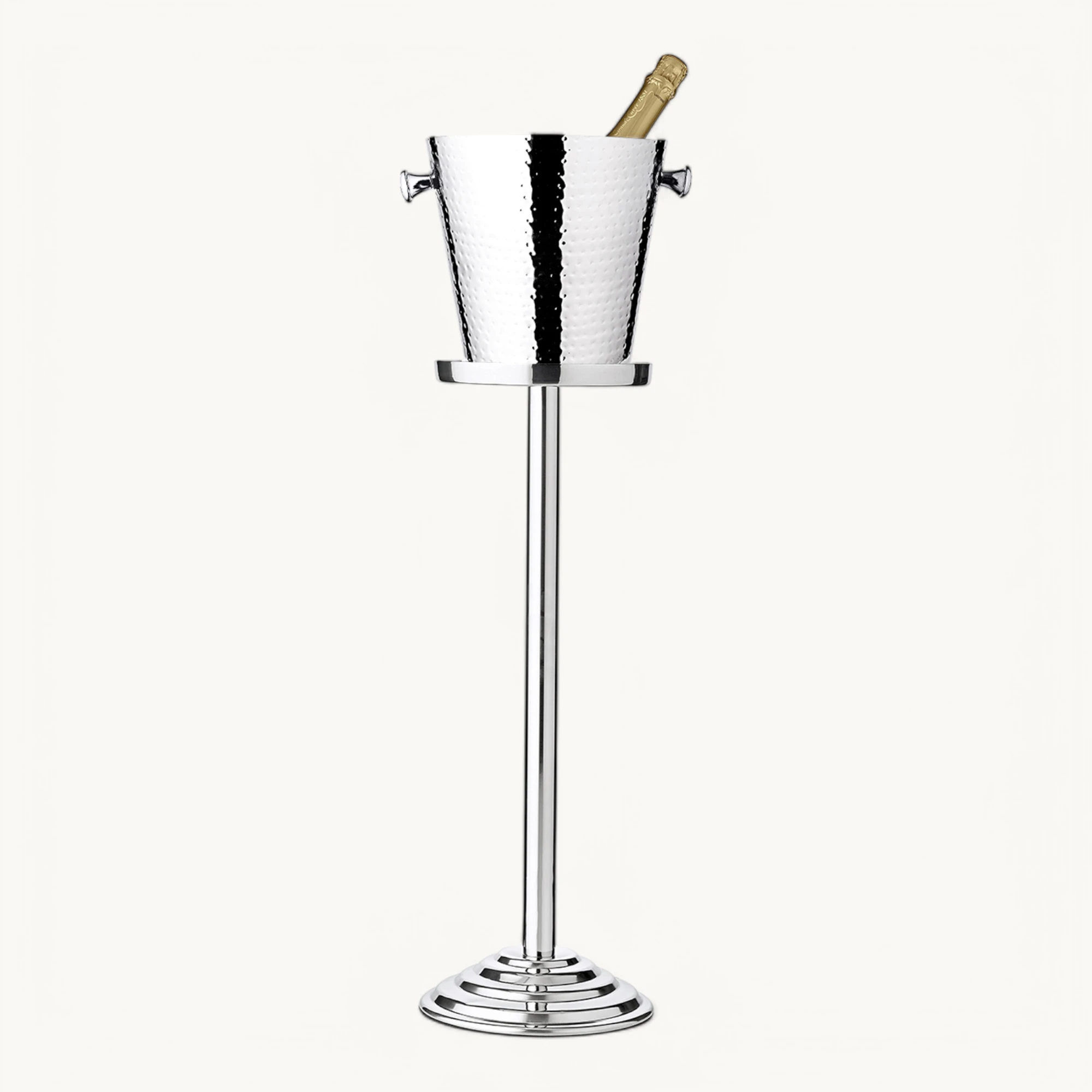 Flaschenkühler Valencia (Höhe 83 cm, Ø 23 cm) inkl. Ständer, gehämmert, Edelstahl, hochglanzpoliert Flaschenkühler Valencia (Höhe 83 cm, Ø 23 cm) inkl. Ständer, gehämmert, Edelstahl, hochglanzpoliert