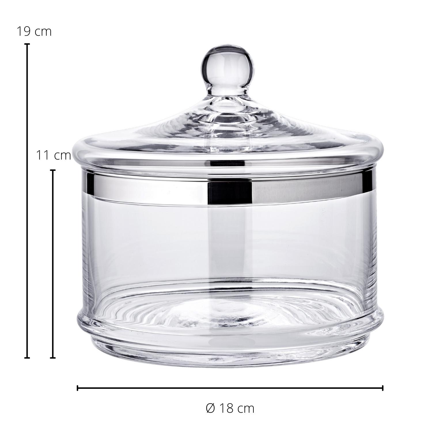 Glasdose Vigo (Höhe 19 cm, ø 19,5 cm), mit Deckel, mundgeblasenes Kristallglas mit Platinrand