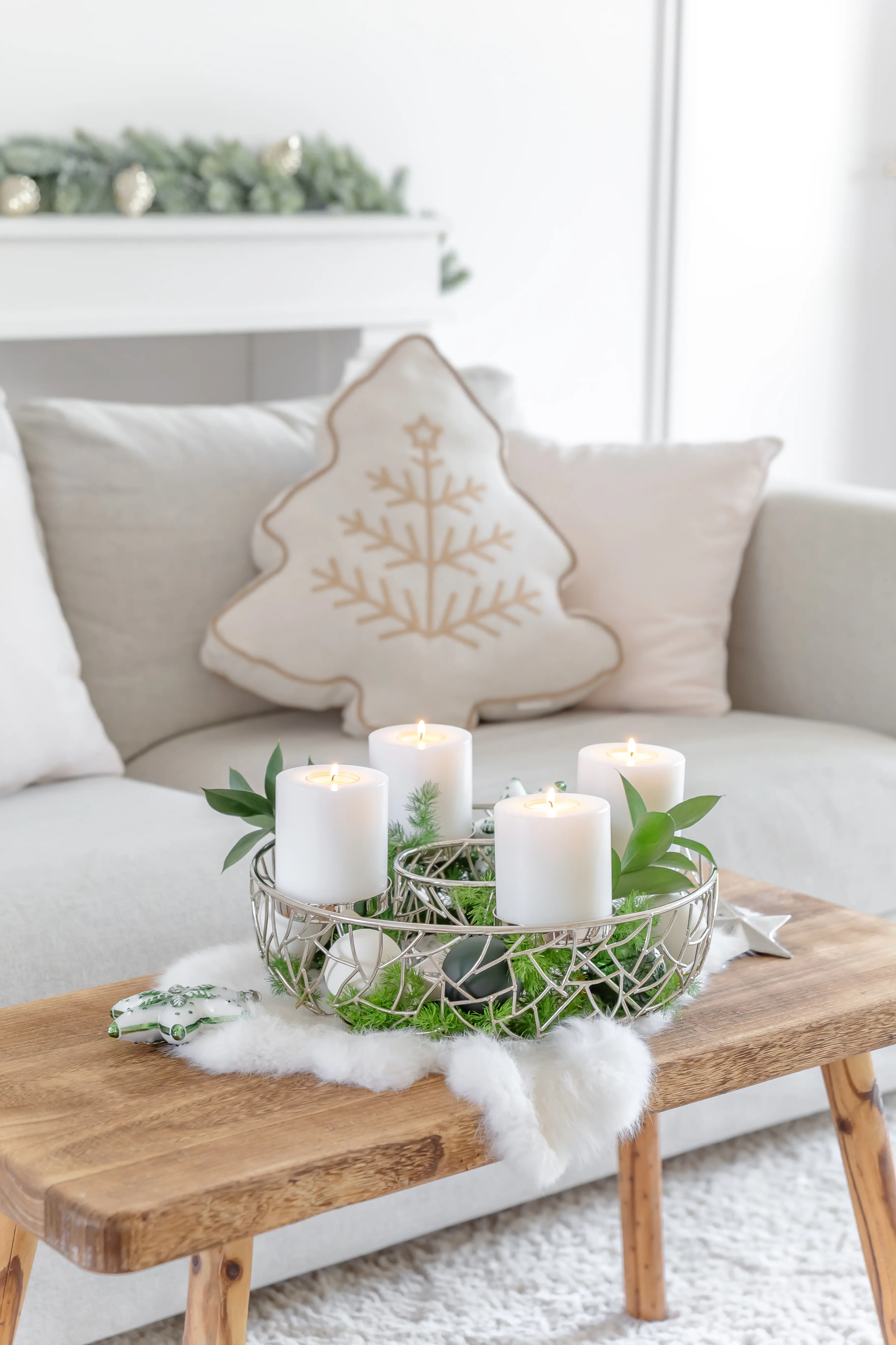 Adventskranz Milano (ø 34 cm), silberfarben, Edelstahl vernickelt