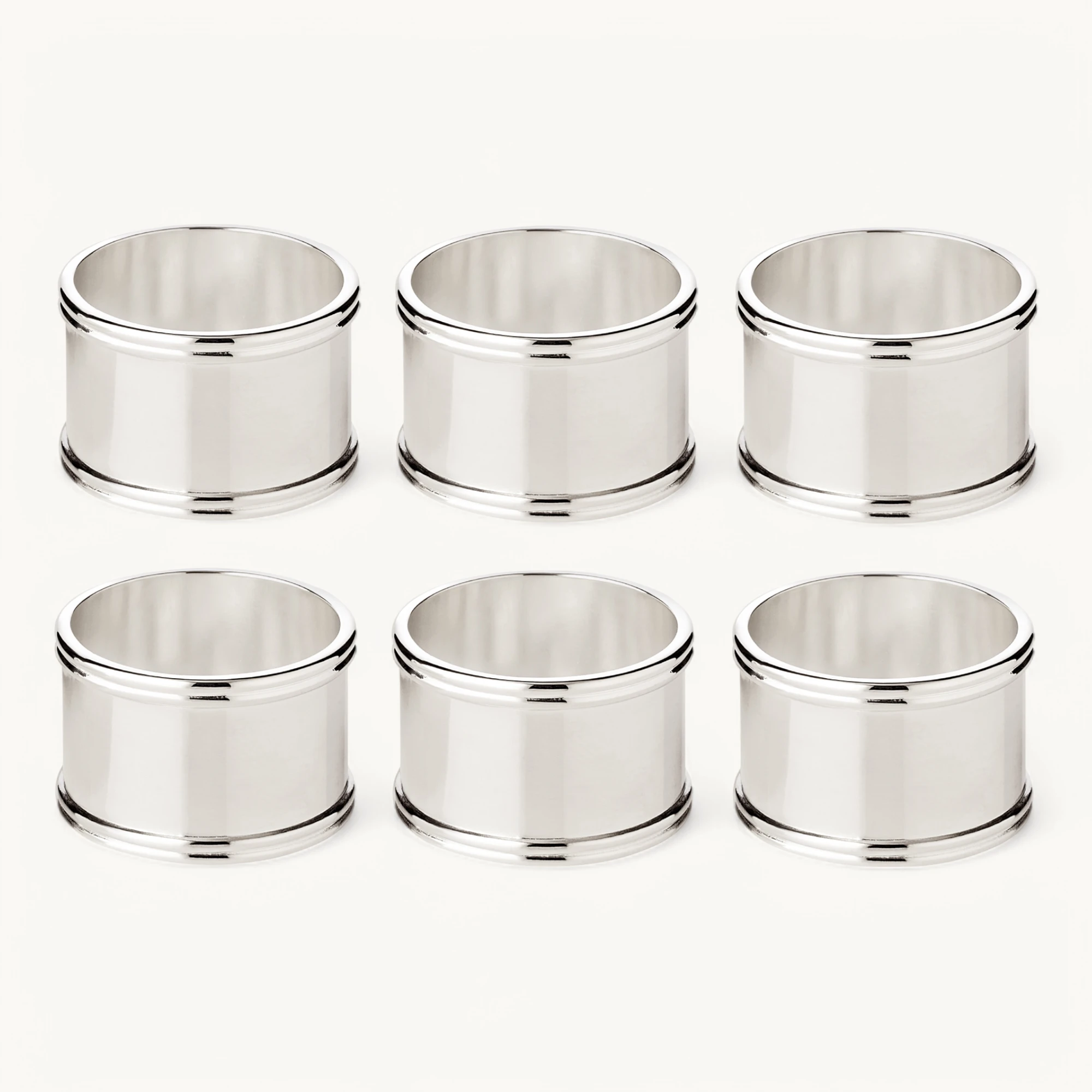 6er Set Serviettenringe Madrid, rund, edel versilbert, anlaufgeschützt, Durchmesser 4 cm