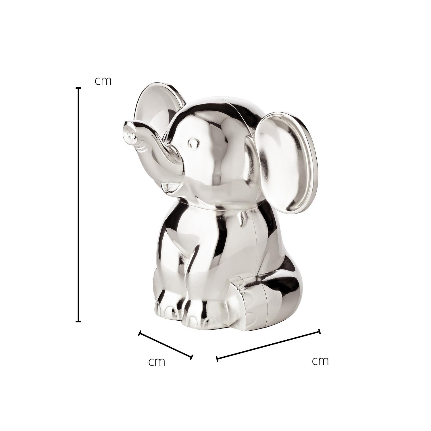 Spardose Sparbüchse Elefant, Höhe 11 cm, edel versilbert, anlaufgeschützt