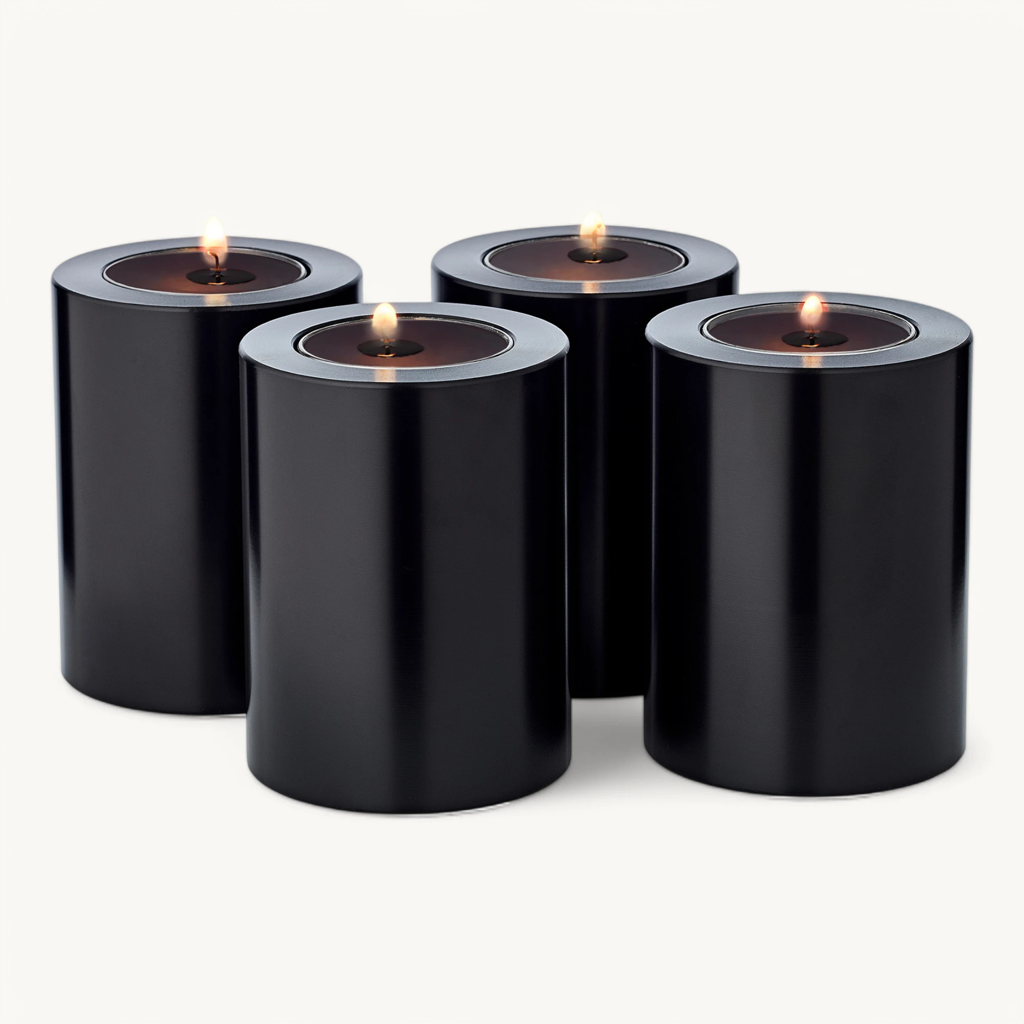 4er-Set Dauerkerze Cornelius (Höhe 8 cm, Ø 6 cm) Schwarz, Teelichthalter hitzebeständig bis 90°