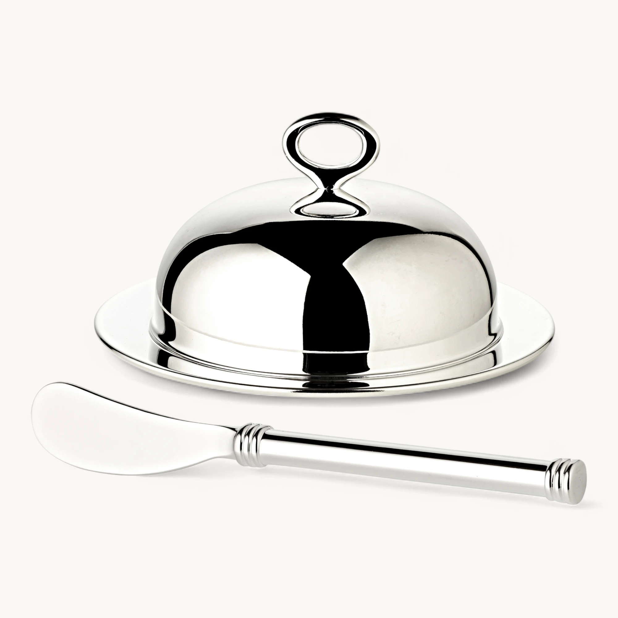 INAKTIV 2. Wahl Butterdose Butterglocke Jago, Ø 14 cm, edel versilbert, mit passendem Buttermesser 1