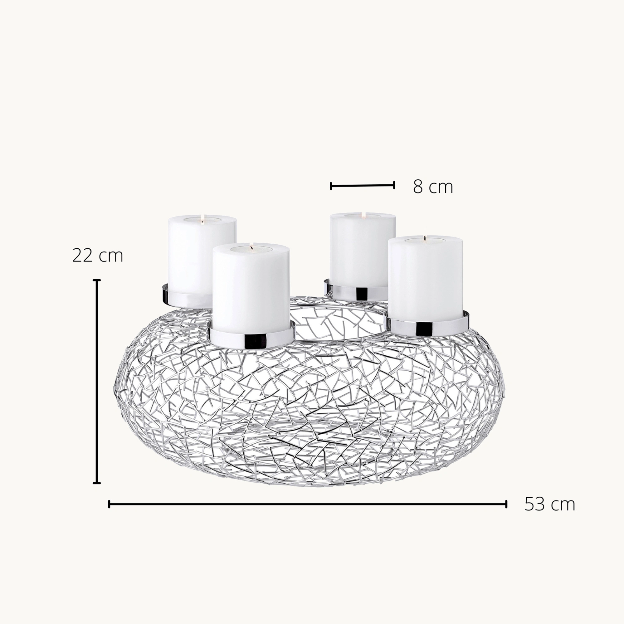 2. Wahl Adventskranz Milano (ø 53 cm), silberfarben, glänzend, Edelstahl vernickelt