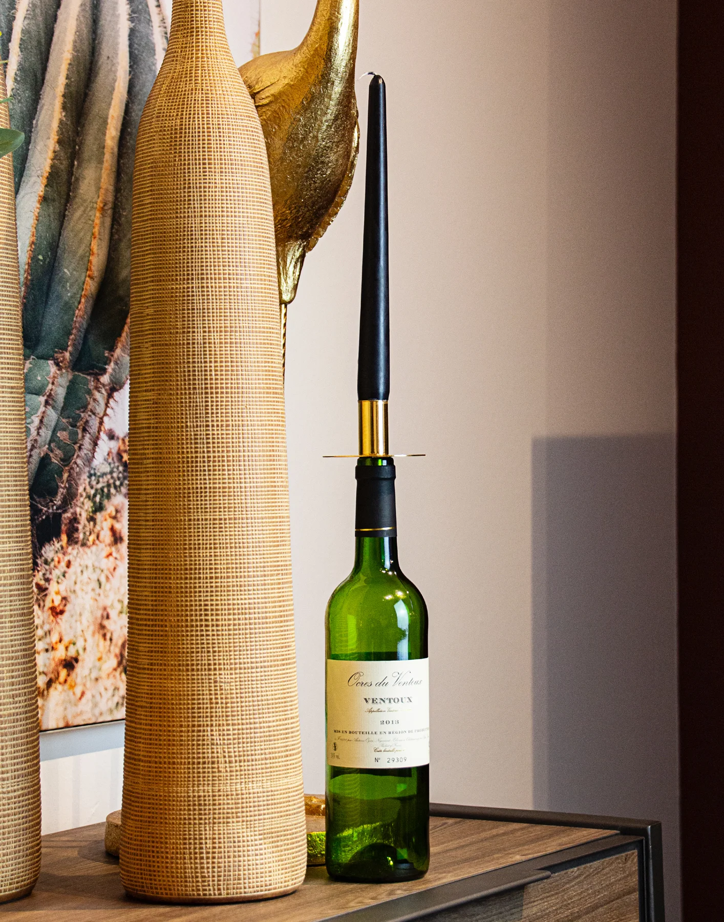 Flaschenkerzenhalter (Höhe 8 cm), goldfarben, glänzend, vernickelter Edelstahl Flaschenkerzenhalter (Höhe 8 cm), goldfarben, glänzend, vernickelter Edelstahl