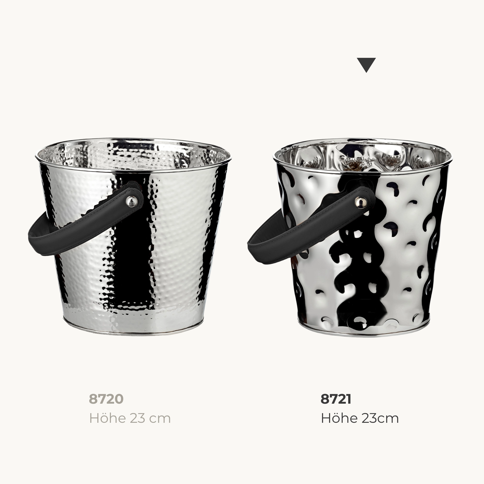 Sektkühler Gideon (26 x 21 cm, H 23 cm), gehämmert, Edelstahl, vernickelt