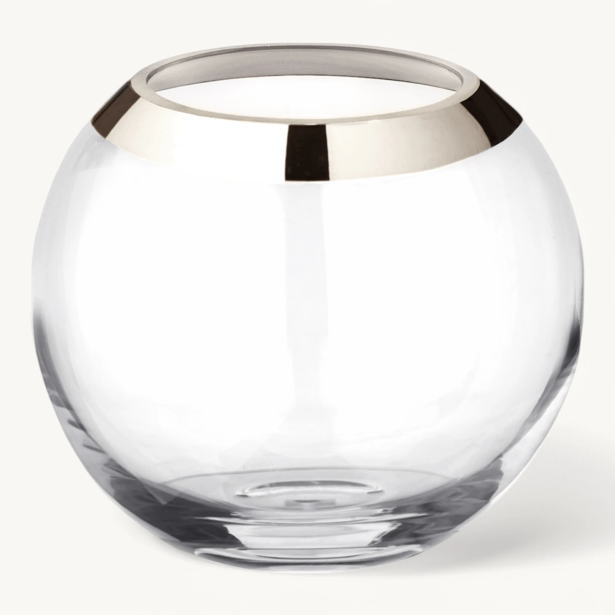 Kugelvase Mirinde  (Höhe 18 cm, Ø 20 cm), mundgeblasenes Kristallglas mit Platinrand