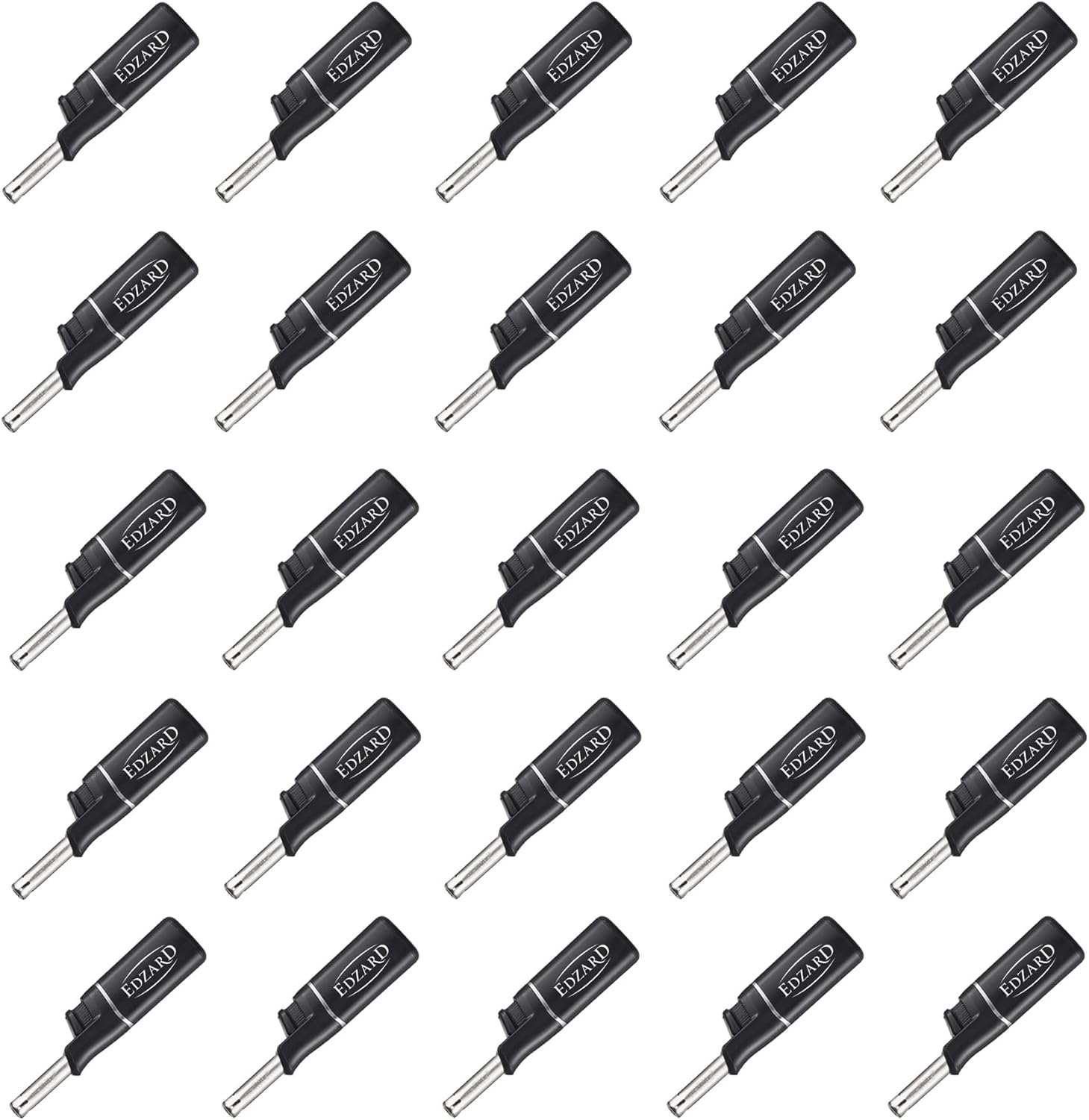 25 Stück Mini-Stabfeuerzeug, schwarz mit Edzard Logo, Länge 11 cm, nachfüllbar