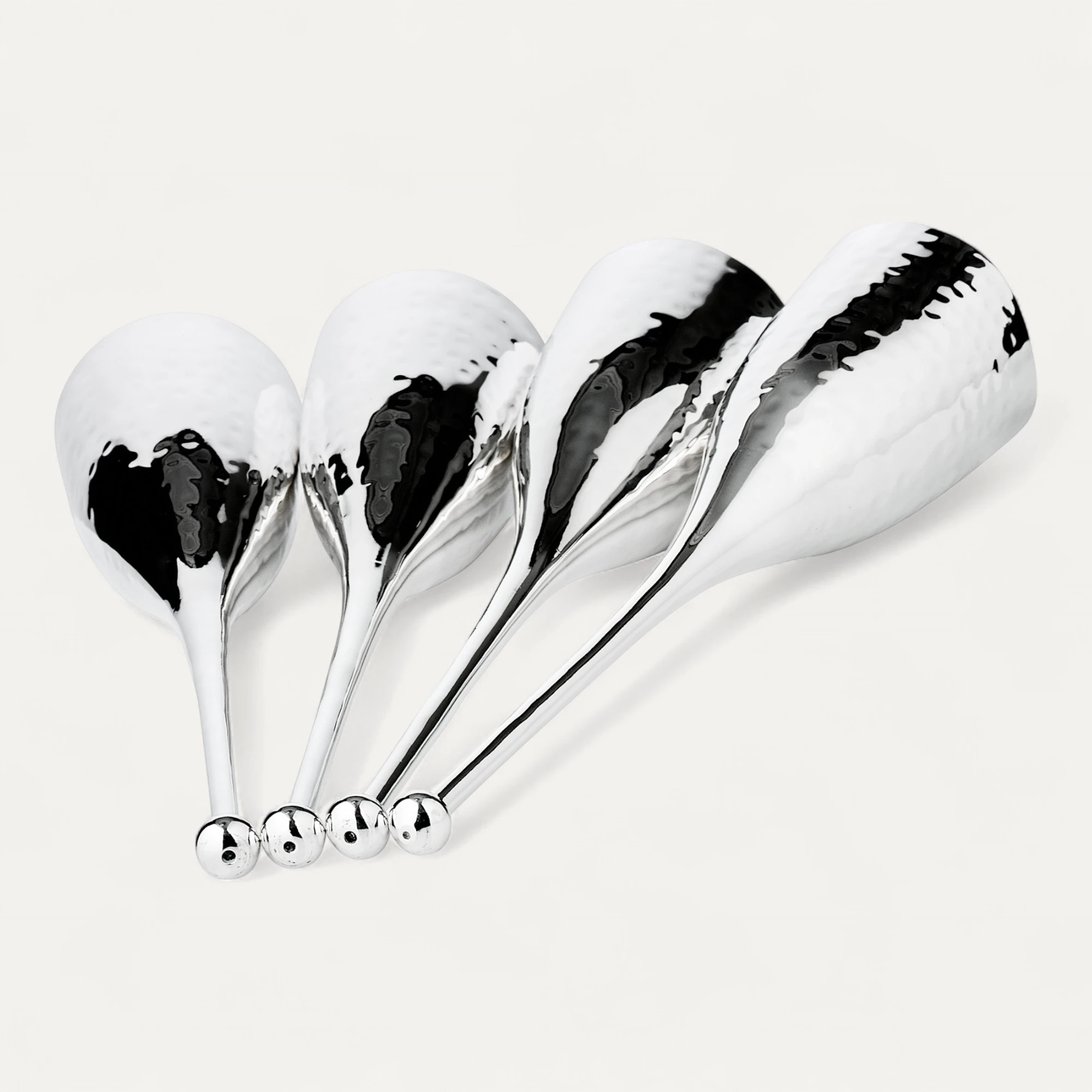4er-Set Sektkelch Didi (Höhe 23 cm, Füllmenge 200 ml), gehämmert, edel versilbert
