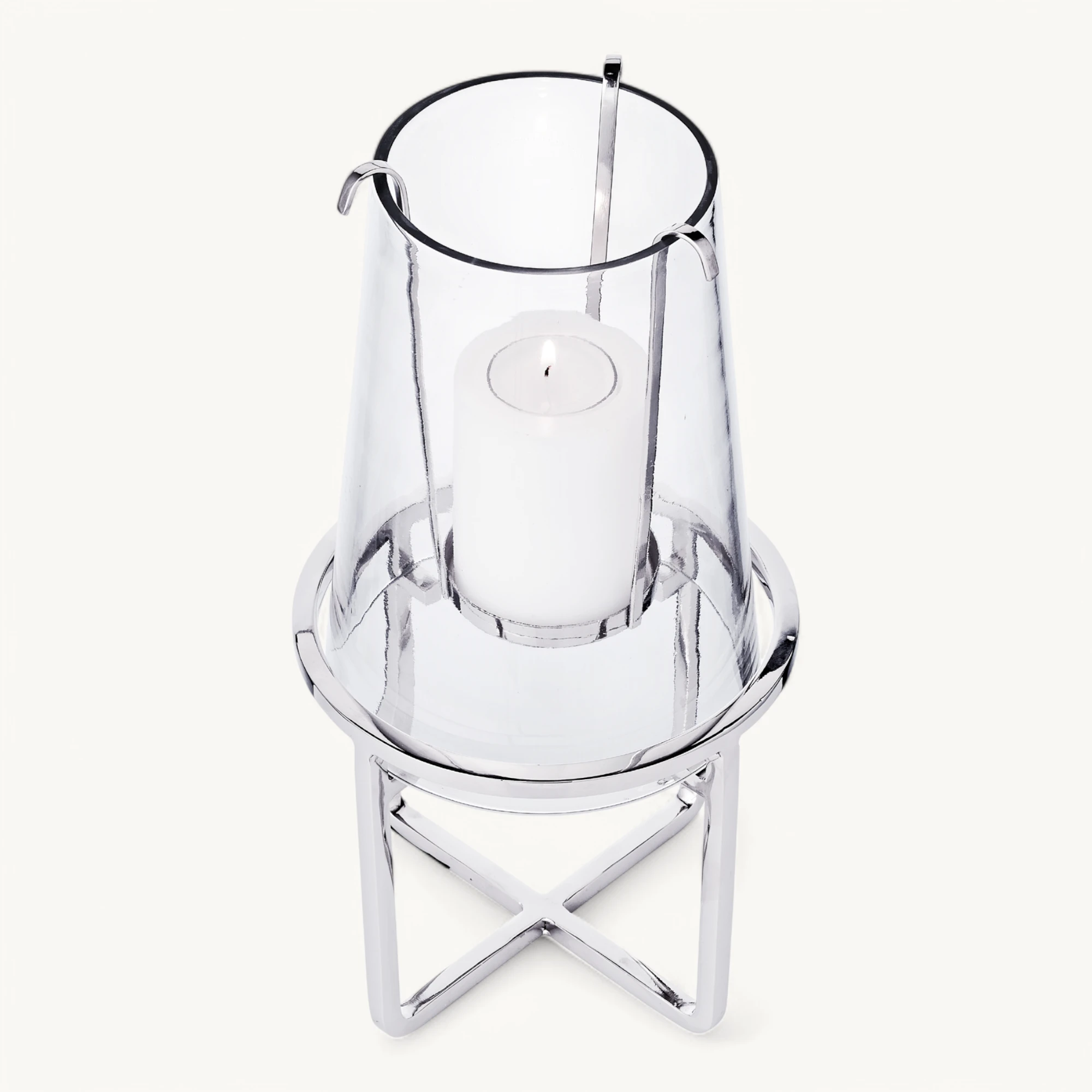 SALE Windlicht Moll (Höhe 30 cm), vernickelter Edelstahl
