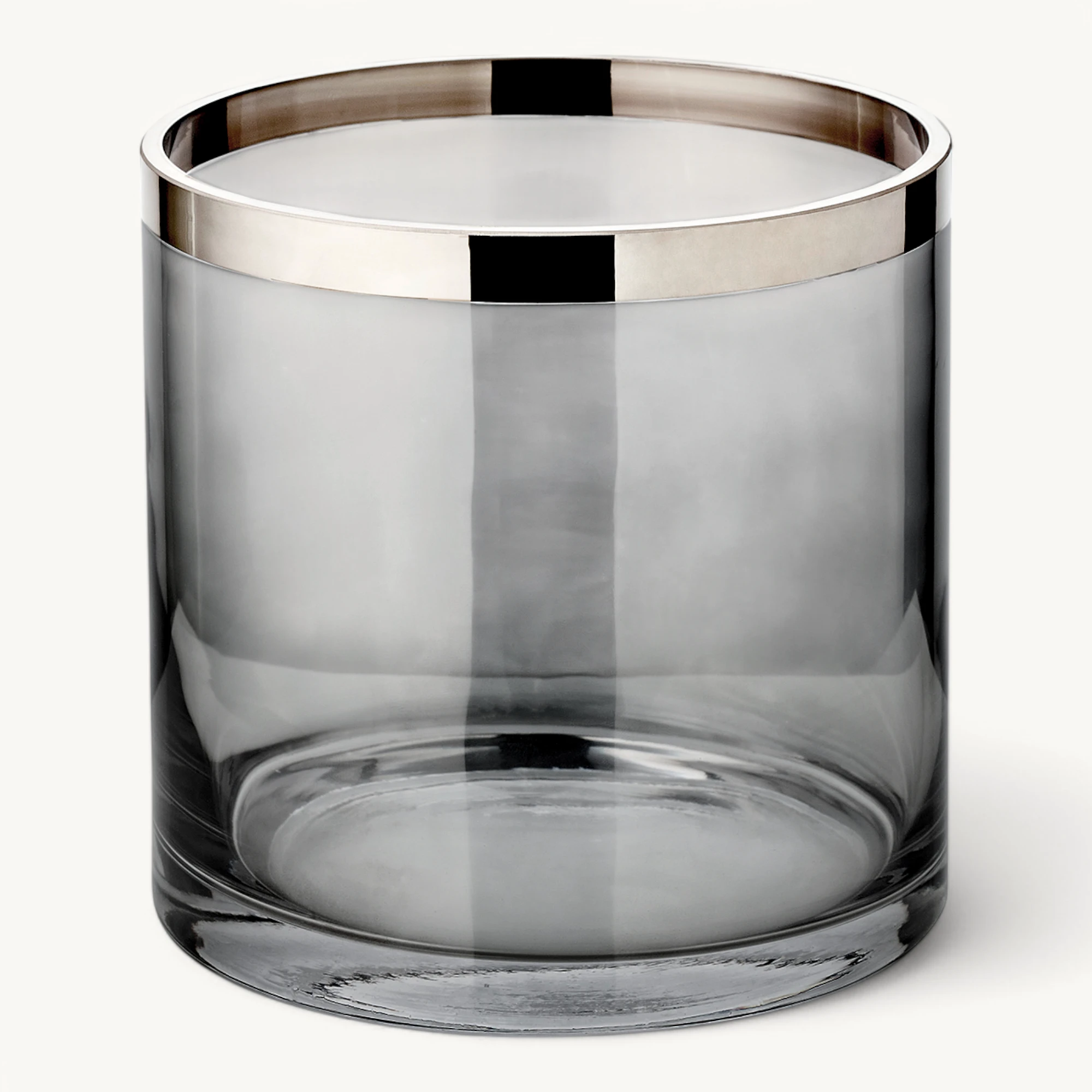 Windlicht Zeus (Höhe 15 cm), dunkles Kristallglas mit Platinrand