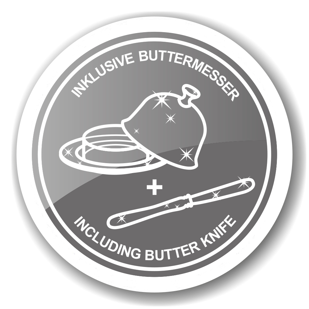 Butterglocke Epe (130 g Butter), edel versilbert, mit Glasschale und Buttermesser