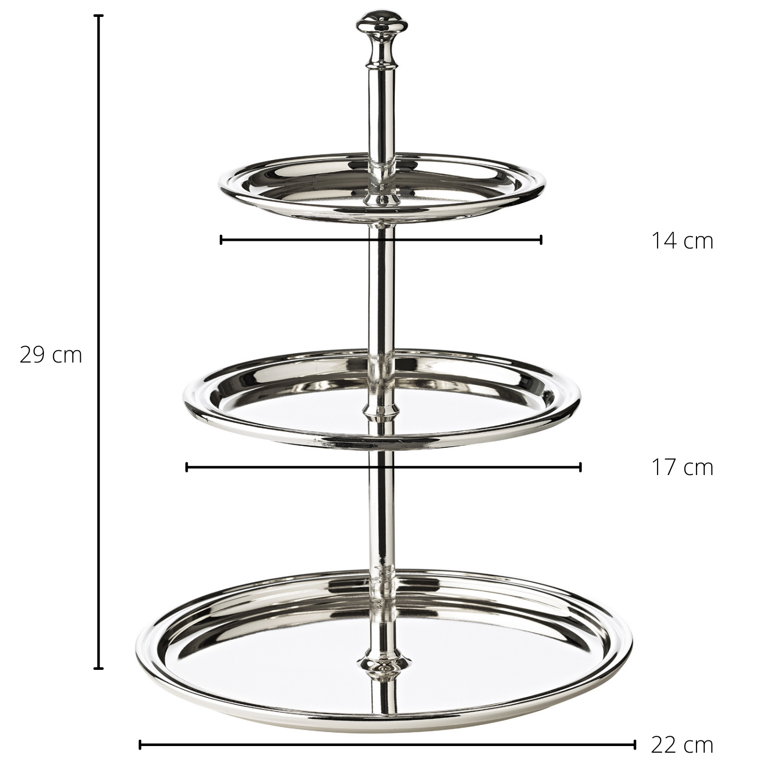 Etagere Faden (Höhe 29 cm, 3-stöckig), edel versilbert, anlaufgeschützt