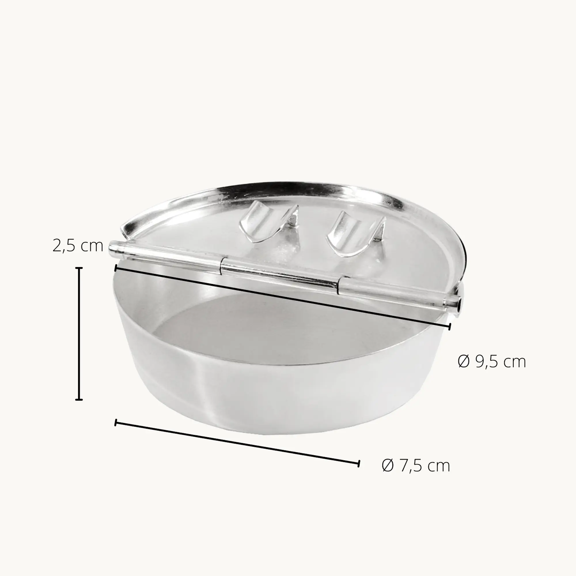 Klapp-Aschenbecher Herald, mit Wappen, schwerversilbert, Durchmesser 9,3 cm Klapp-Aschenbecher Herald, mit Wappen, schwerversilbert, Durchmesser 9,3 cm