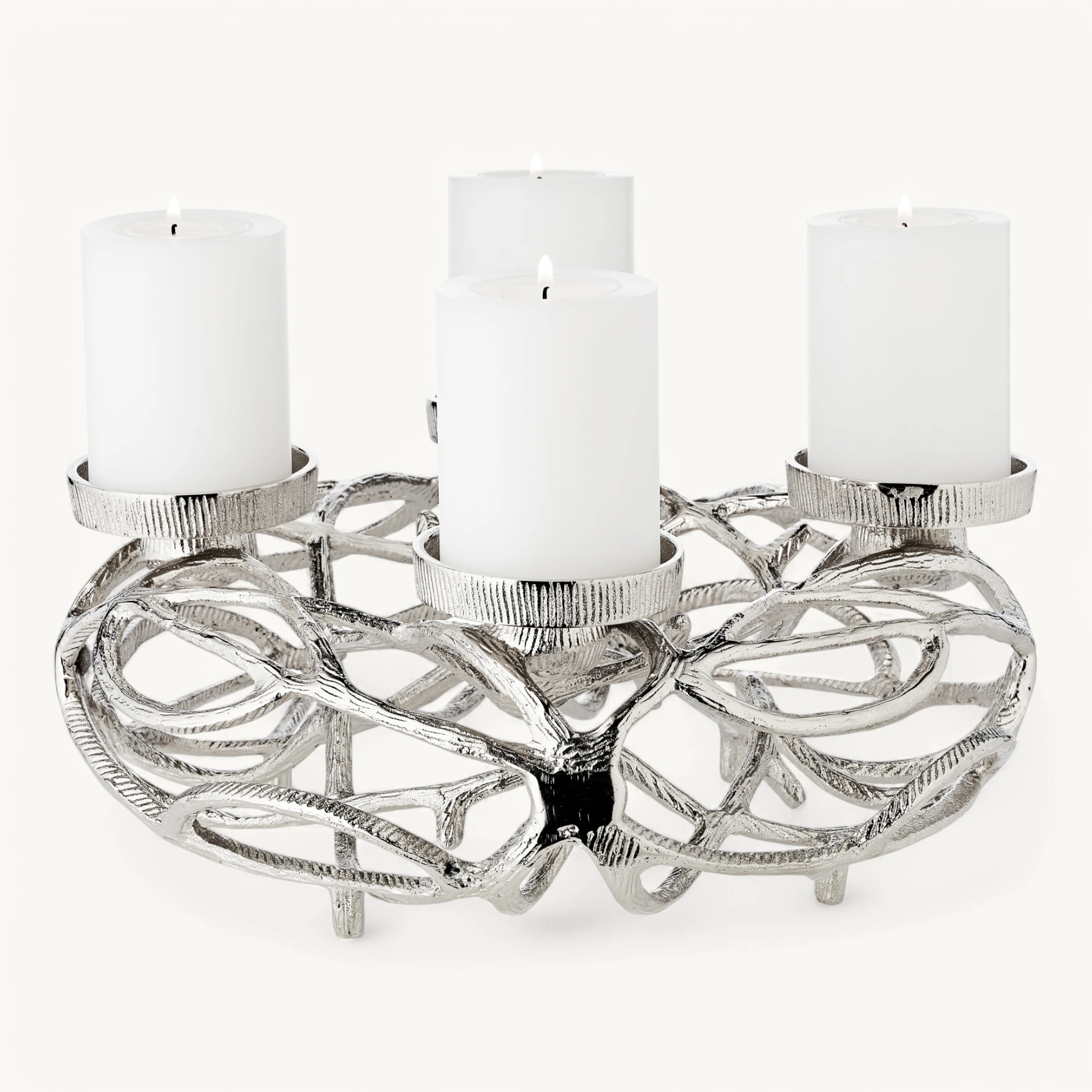 Adventskranz Bernd (ø 29 cm), silberfarben, Aluminium vernickelt