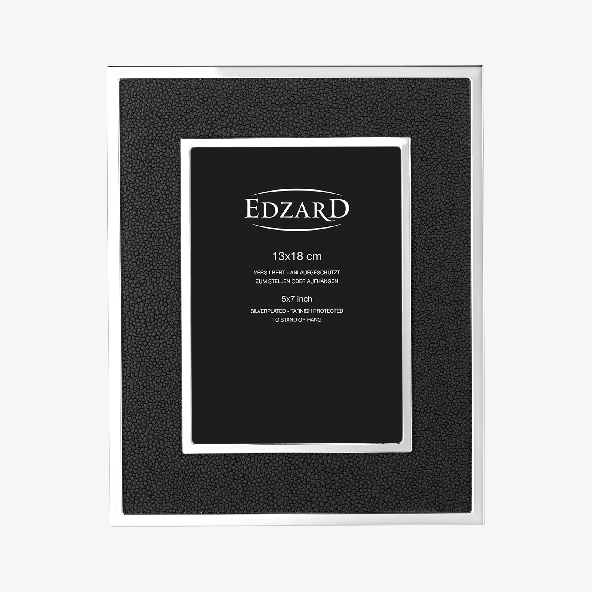Bilderrahmen Alvito (13x18 cm), schwarze Leder-Optik, edel versilbert, anlaufgeschützt
