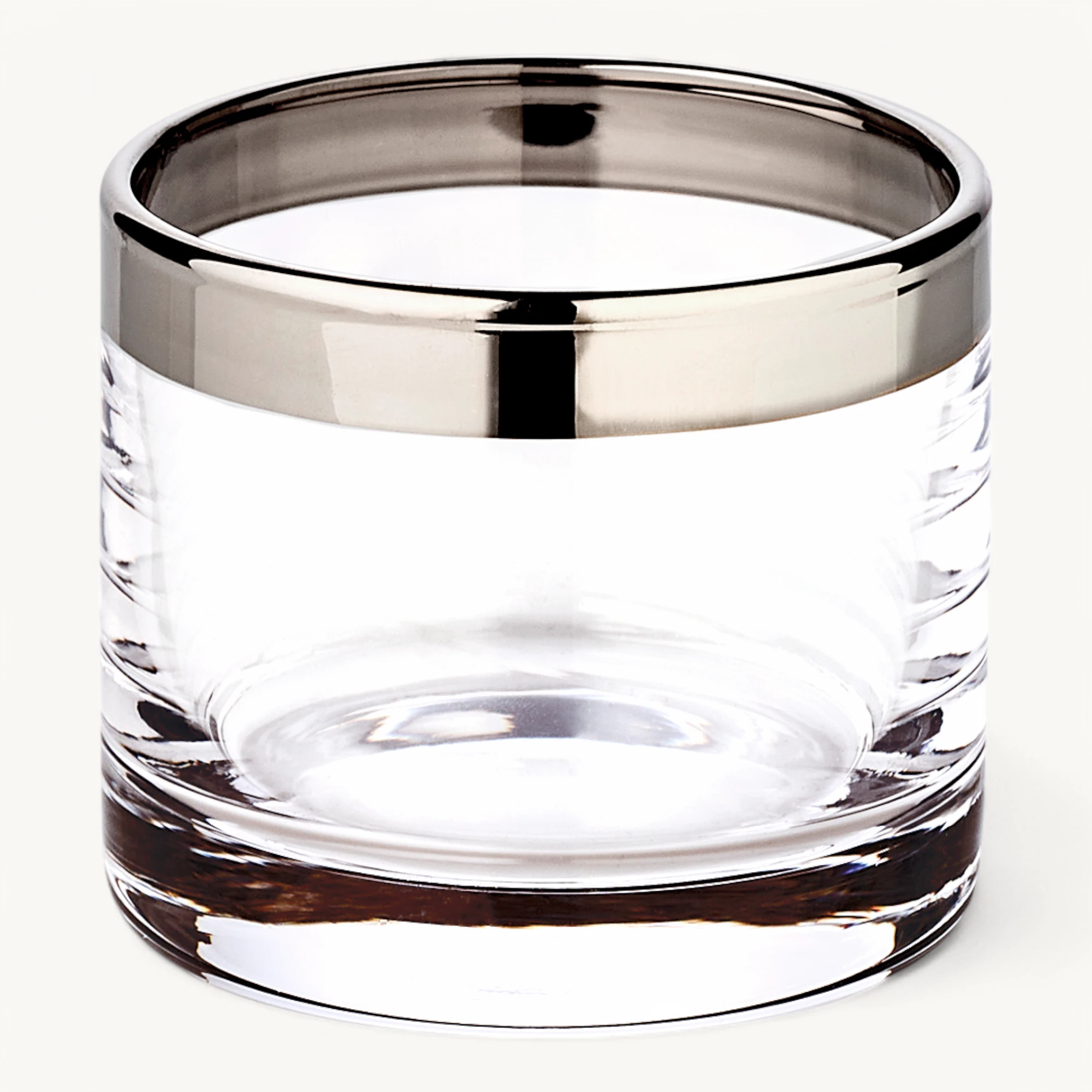 Windlicht Molly (Höhe 6 cm), mundgeblasenes Kristallglas mit Platinrand