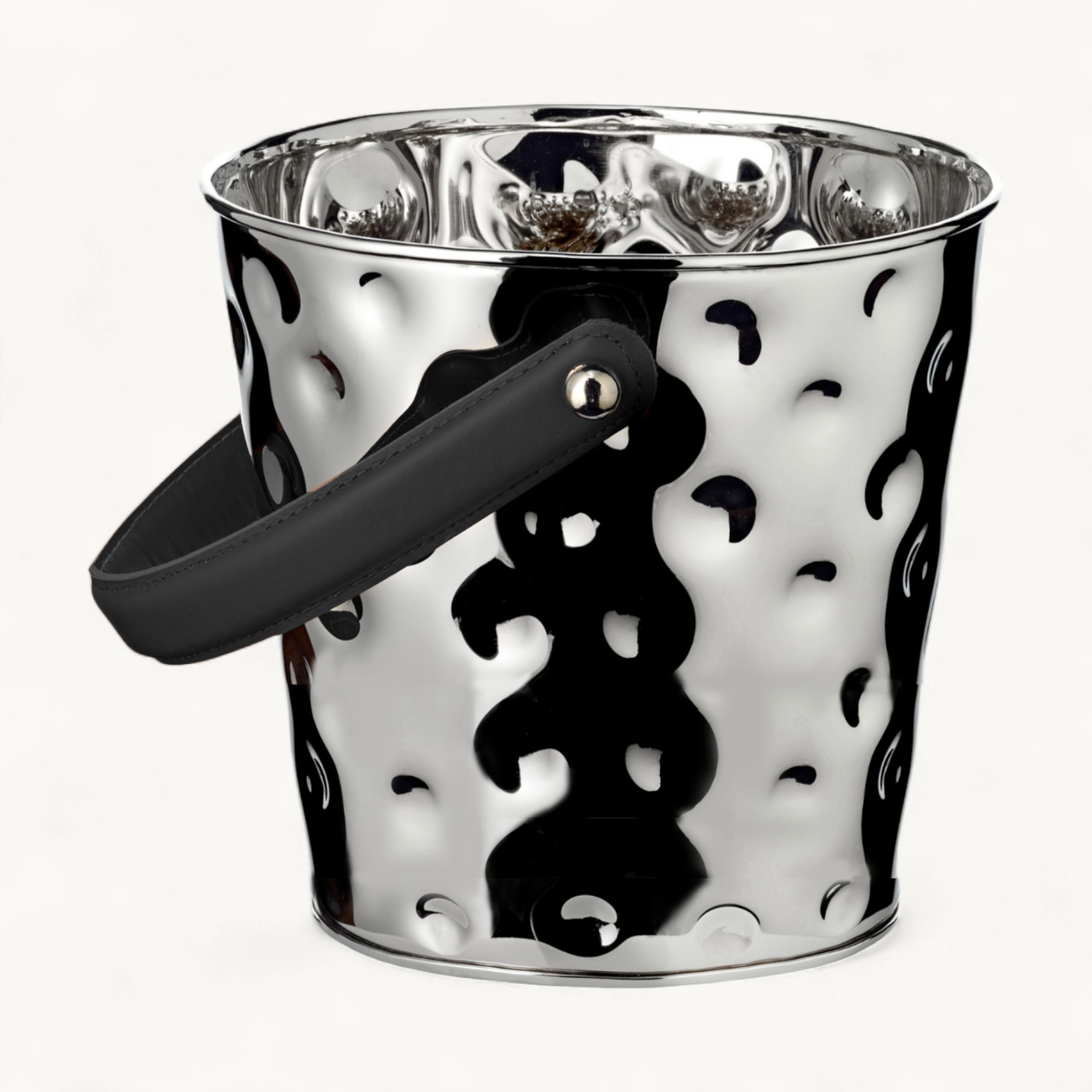 Sektkühler Gideon (26 x 21 cm, H 23 cm), gehämmert, Edelstahl, vernickelt