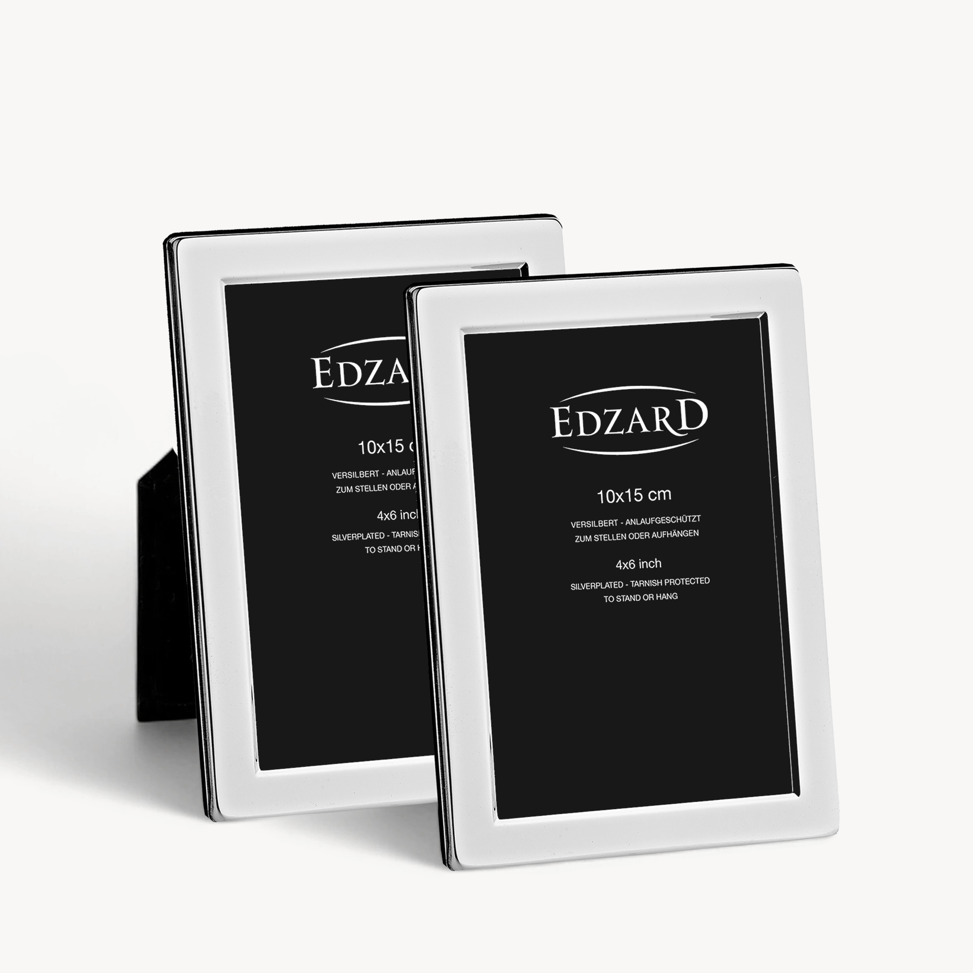 2er-Set Bilderrahmen Salerno (10x15 cm), edel versilbert, anlaufgeschützt, 2 Aufhänger