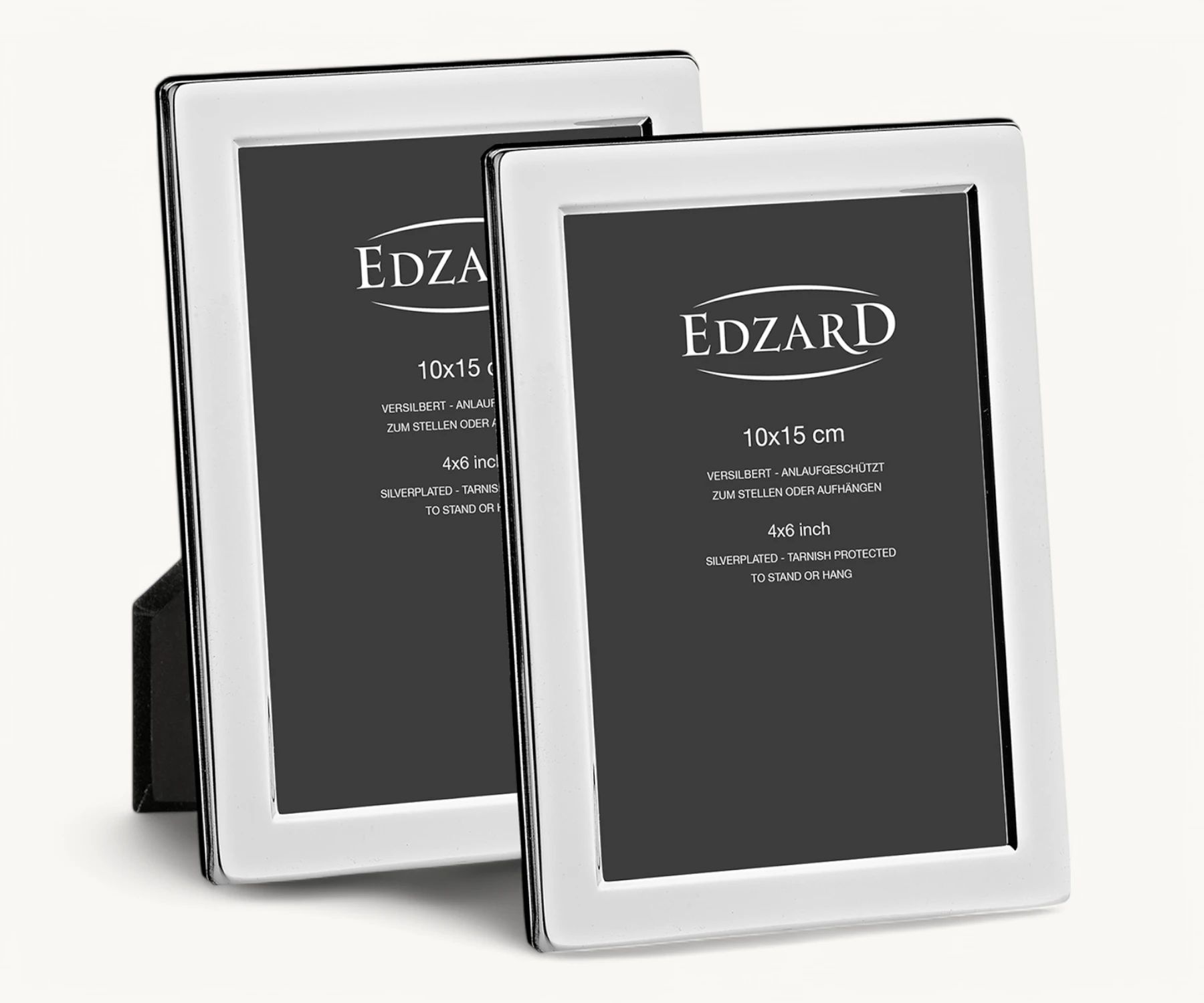 2er-Set Bilderrahmen Salerno (10x15 cm), edel versilbert, anlaufgeschützt, 2 Aufhänger