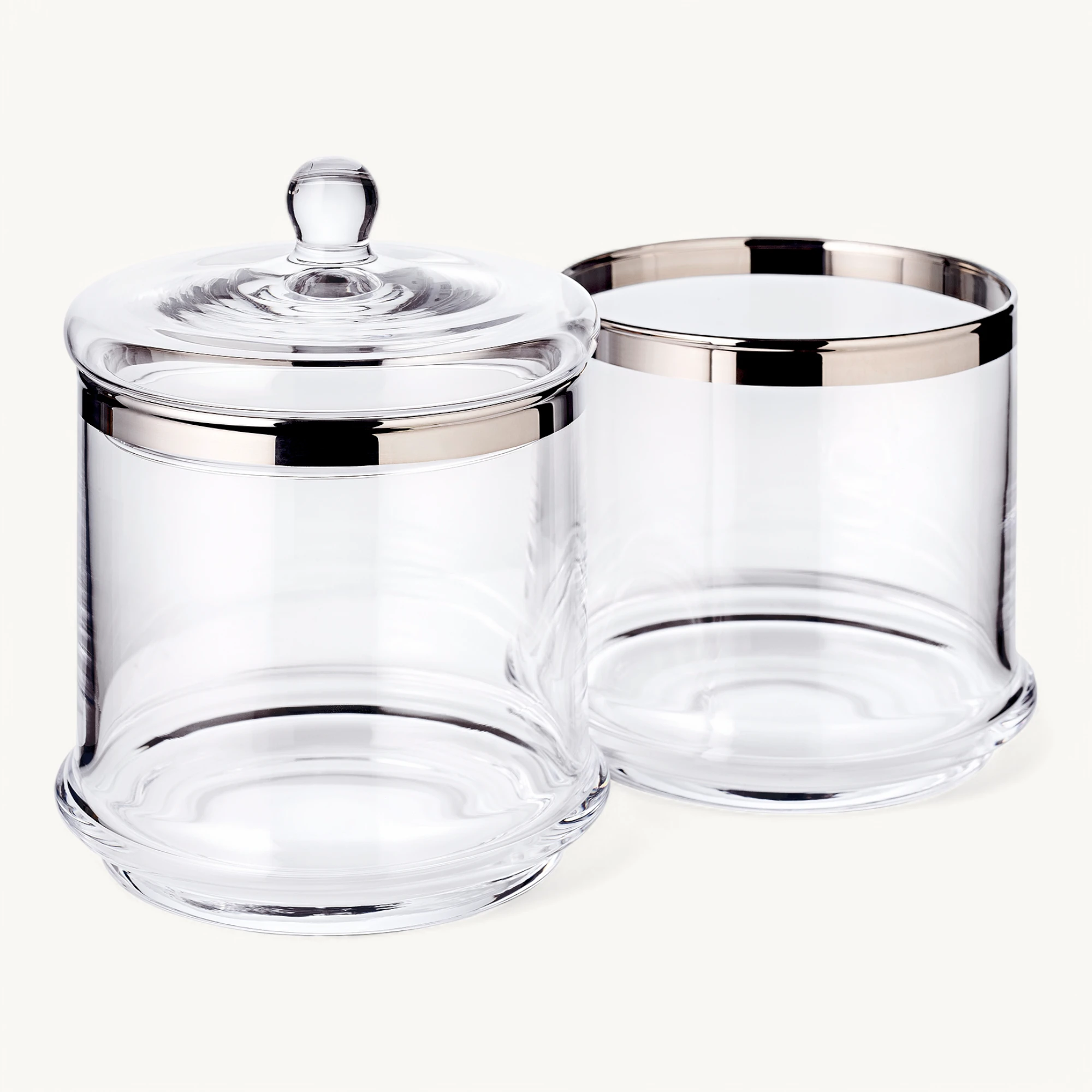 Glasdose Lia (Höhe 29 cm, Ø 14 cm), mit Deckel, mundgeblasenes Kristallglas mit Platinrand