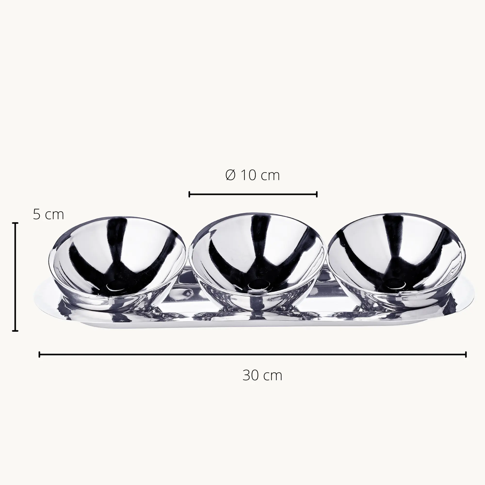3er-Set Schale Asti (Höhe 5 cm, Ø 10 cm), silberfarben, hochglanzpoliert
