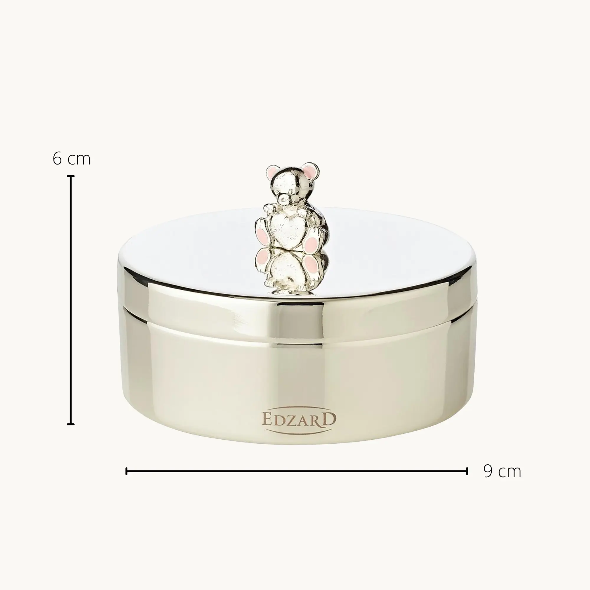 Zahndose Schmuckdose Mama Bär, edel versilbert, anlaufgeschützt, Durchmesser 9 cm, Höhe 4 cm