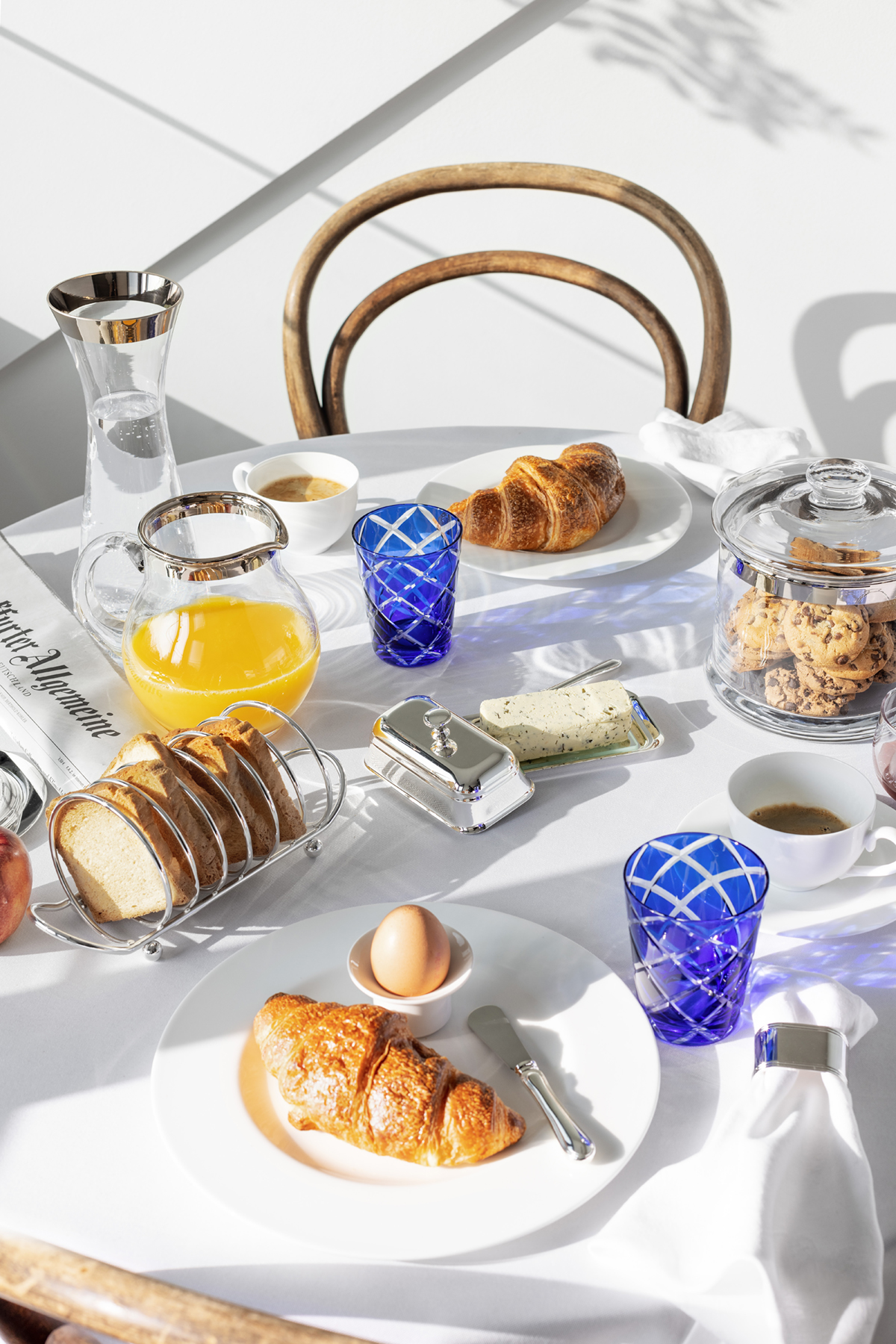 4er-Set Kristallgläser Dio (Höhe 10 cm, Füllmenge 230 ml), blau, handgeschliffenes Glas