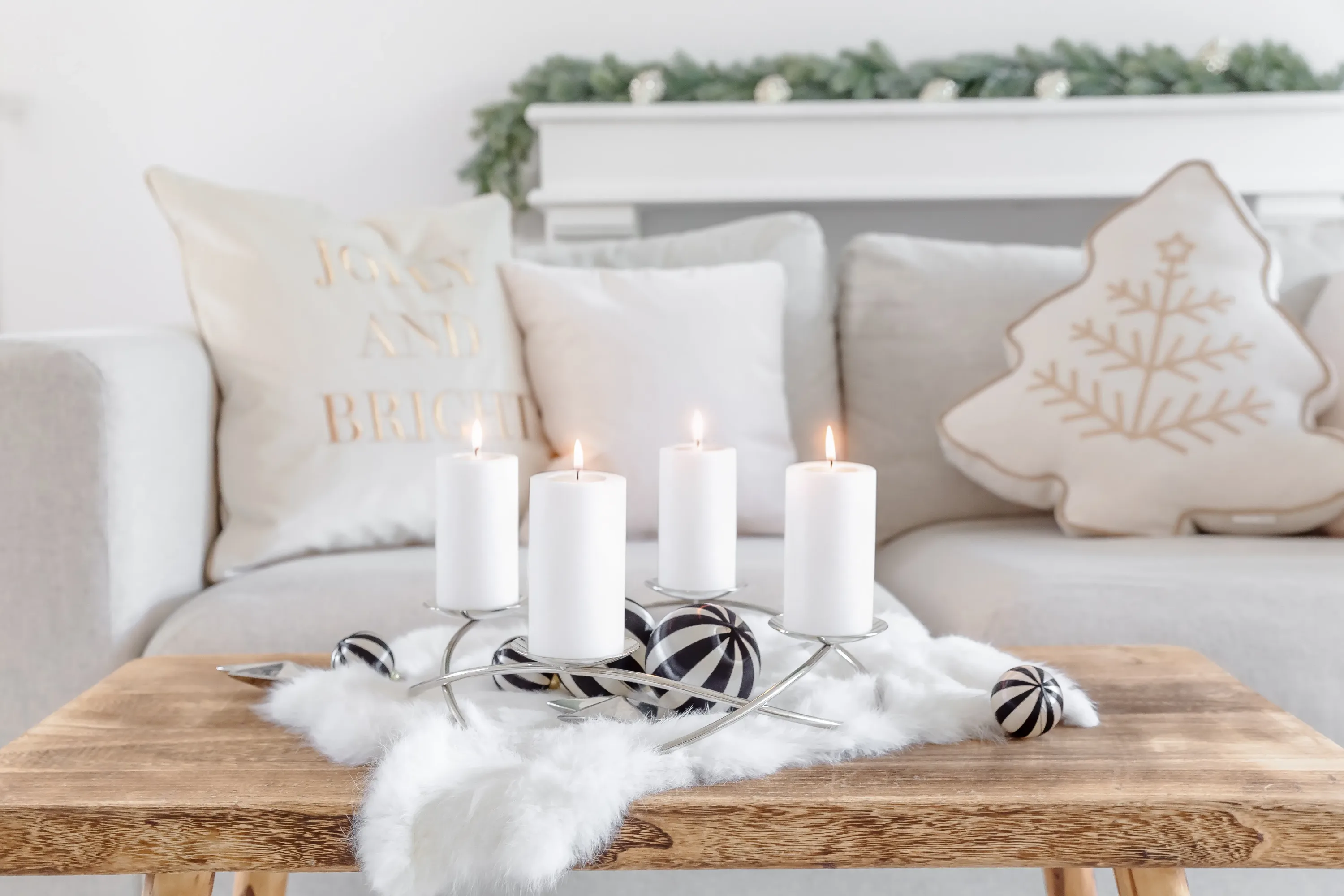 Adventskranz Alloa (ø 33 cm), Edelstahl hochglanzpoliert, silberfarben