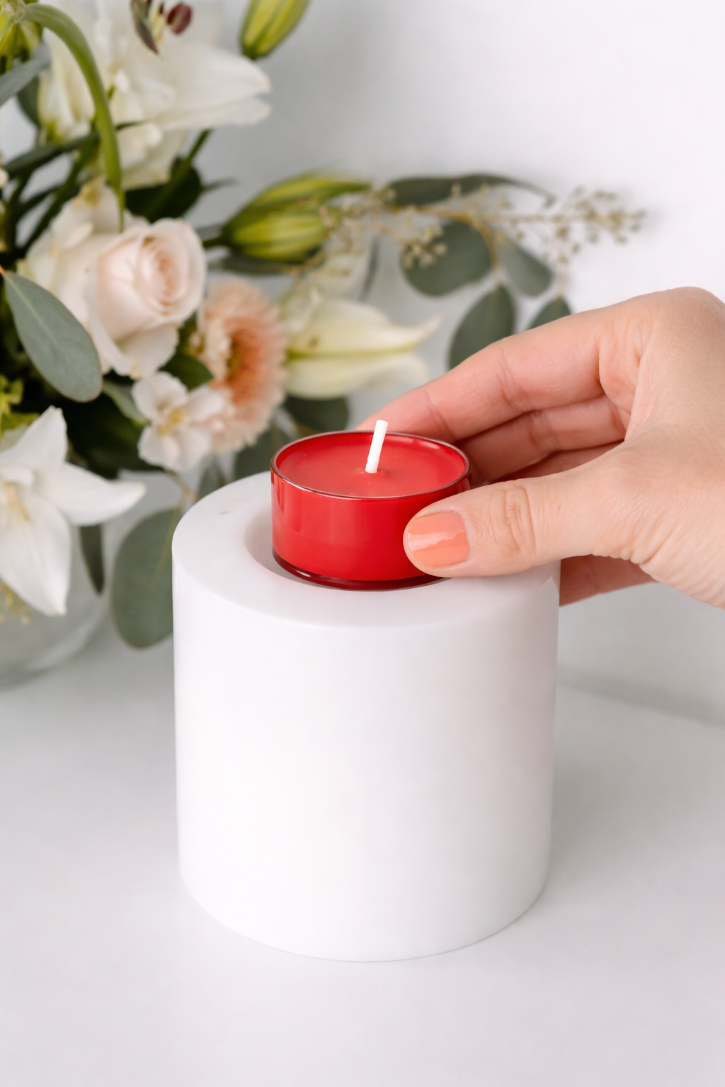 50 Stück Nightlights Teelichter, rot, ohne Duft, rote Kunststoffhülle, Brenndauer ca. 8 h