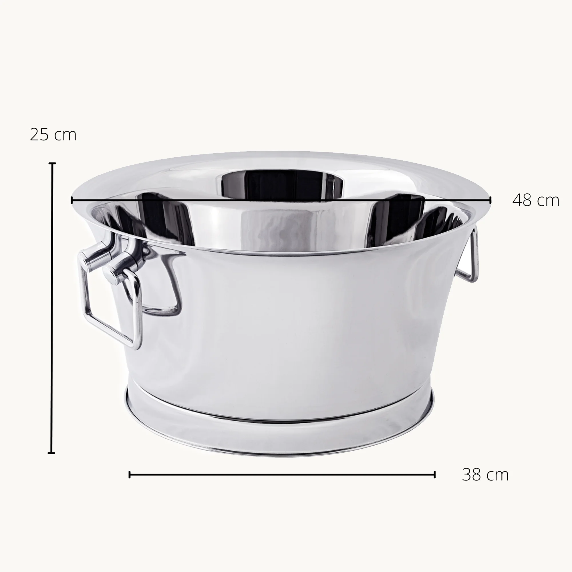 Flaschenkühler Samu (Höhe 25 cm, Ø 48 cm), mit Griffen, Edelstahl, hochglanzpoliert, doppelwandig