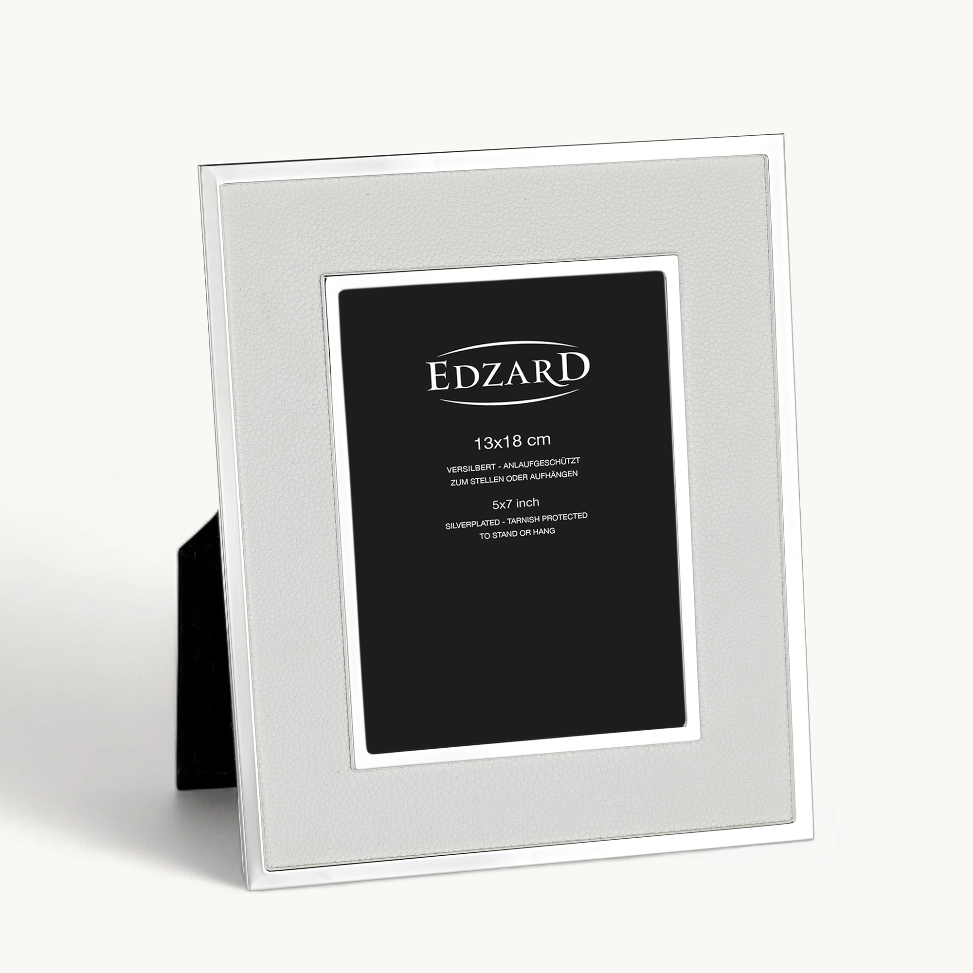 Bilderrahmen Alvito (13x18 cm), weiße Leder-Optik, edel versilbert, anlaufgeschützt