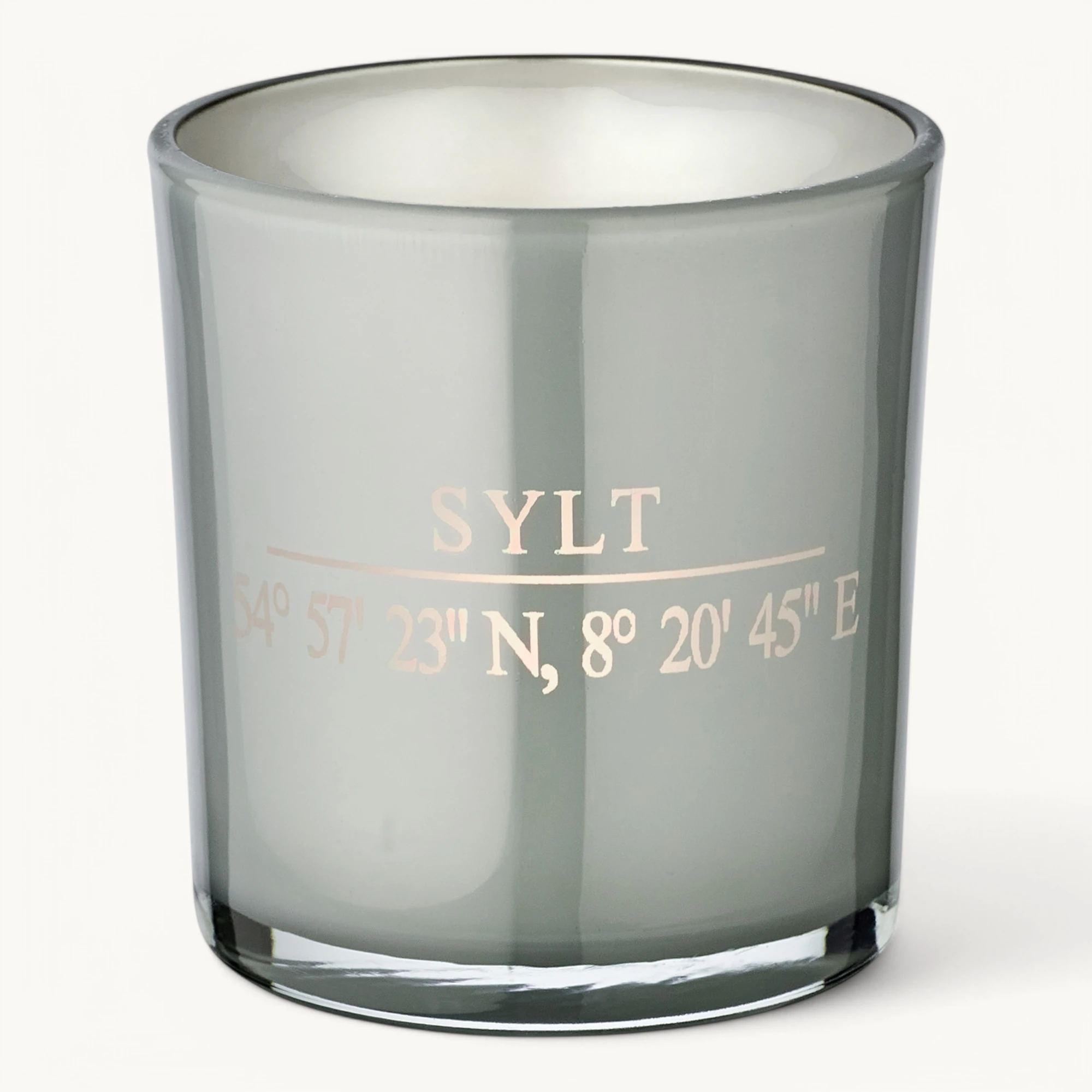 2er-Set Teelichtglas Sylt (Höhe 8 cm), grau, Sylt-Motiv