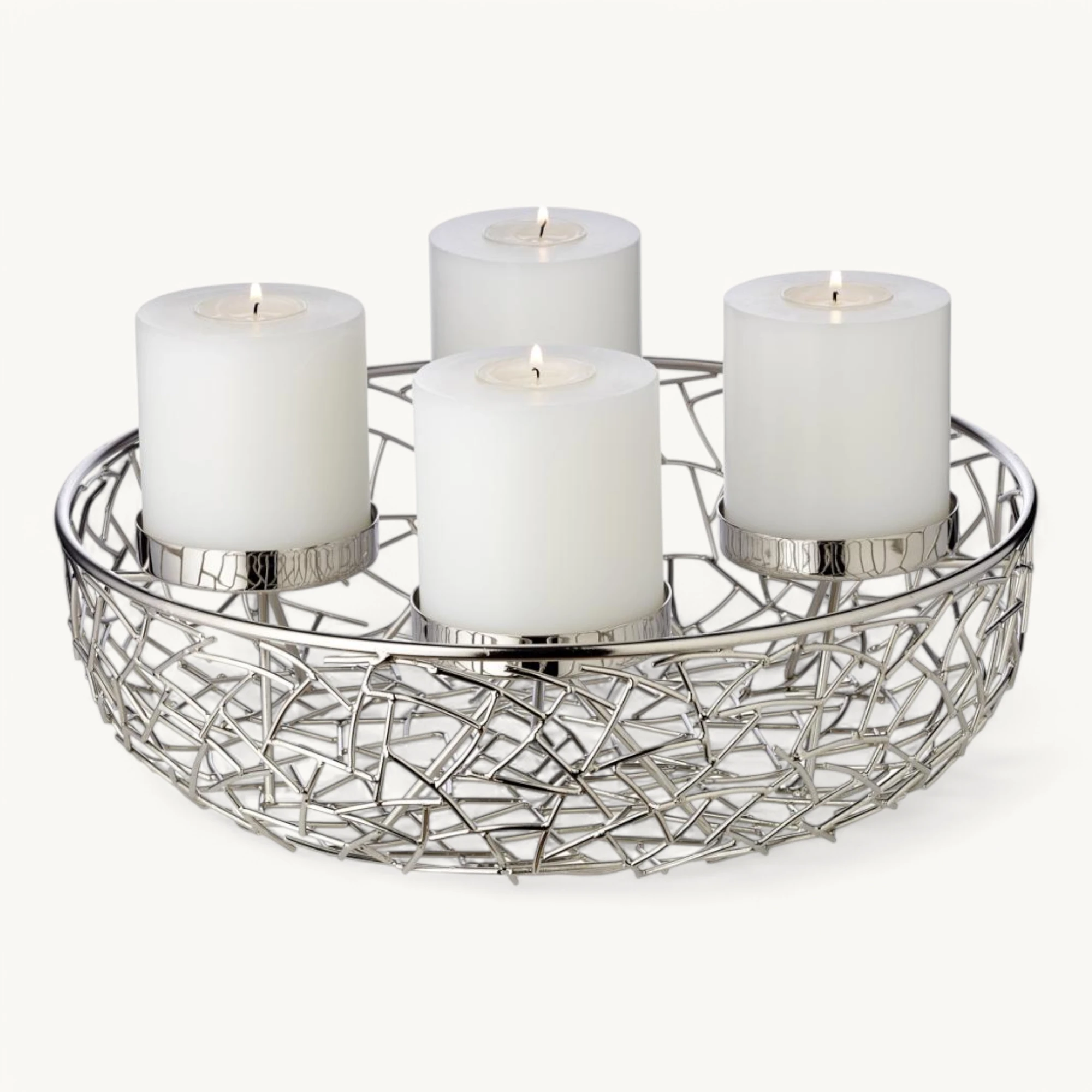 Adventskranz Milano (ø 34 cm), silberfarben, Edelstahl vernickelt