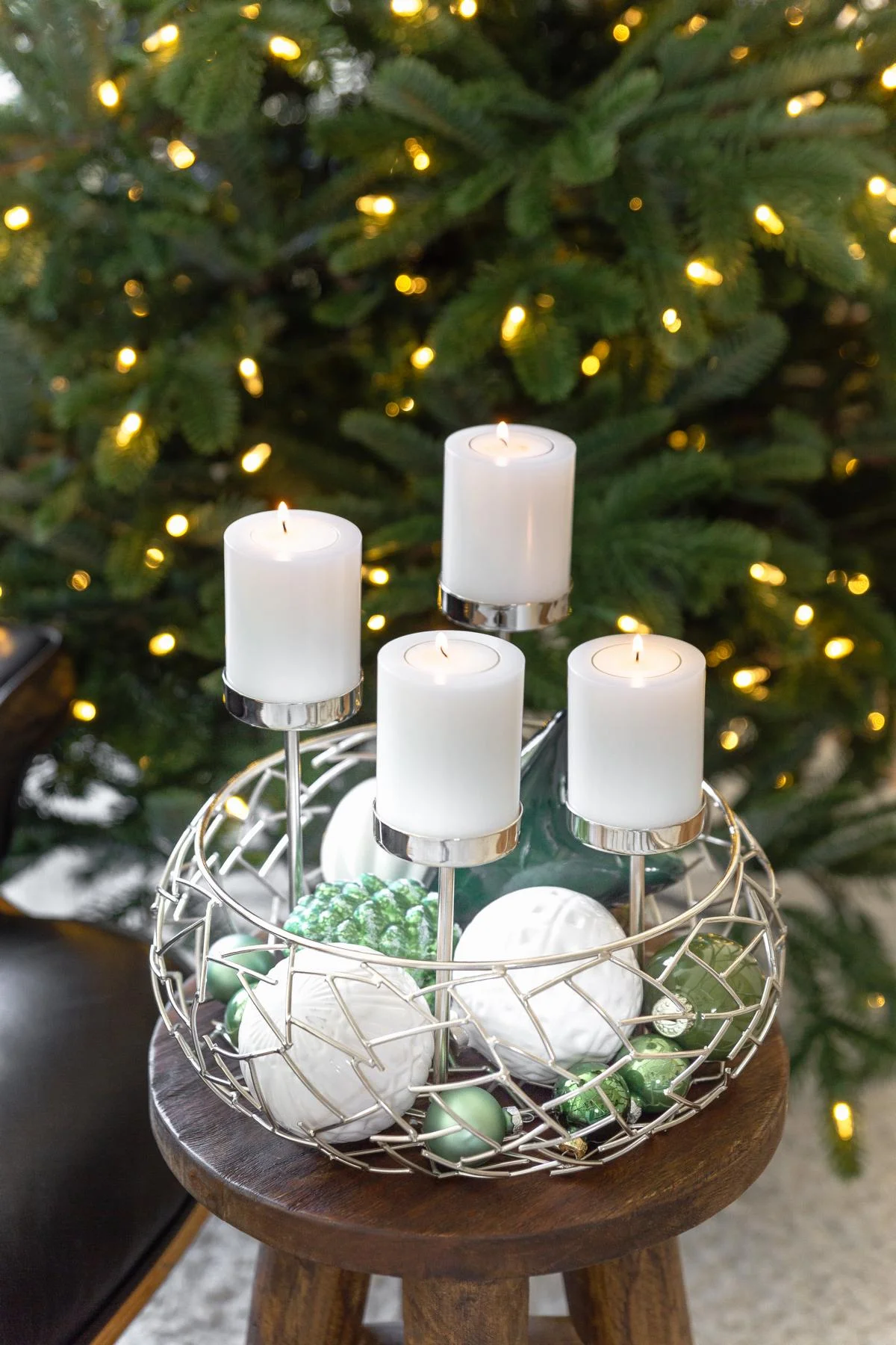 Adventskranz Milano Up (ø 30 cm), silberfarben, glänzend, Edelstahl vernickelt Adventskranz Milano Up (ø 30 cm), silberfarben, glänzend, Edelstahl vernickelt