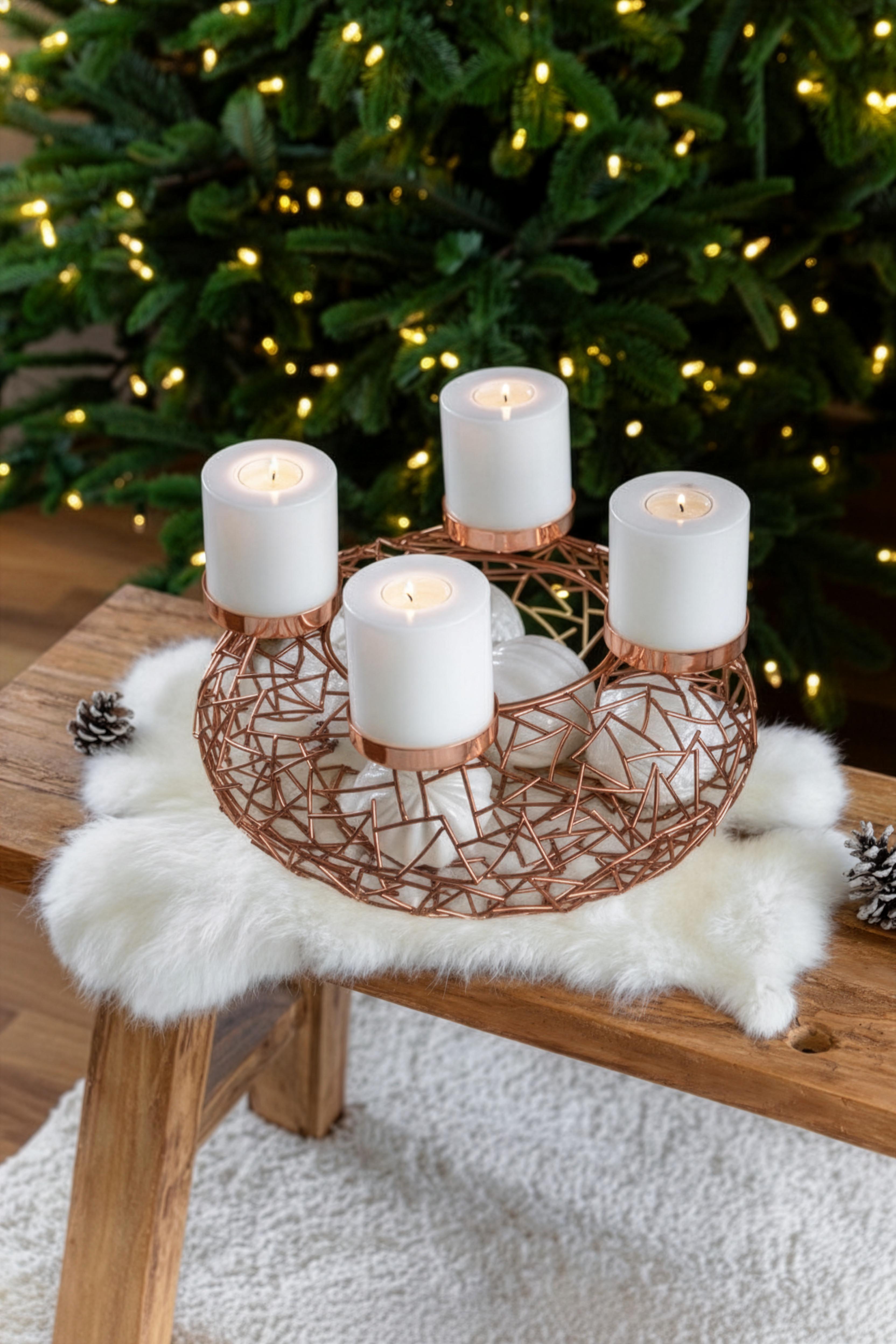 Adventskranz Milano (ø 34 cm), kupferfarben, Edelstahl