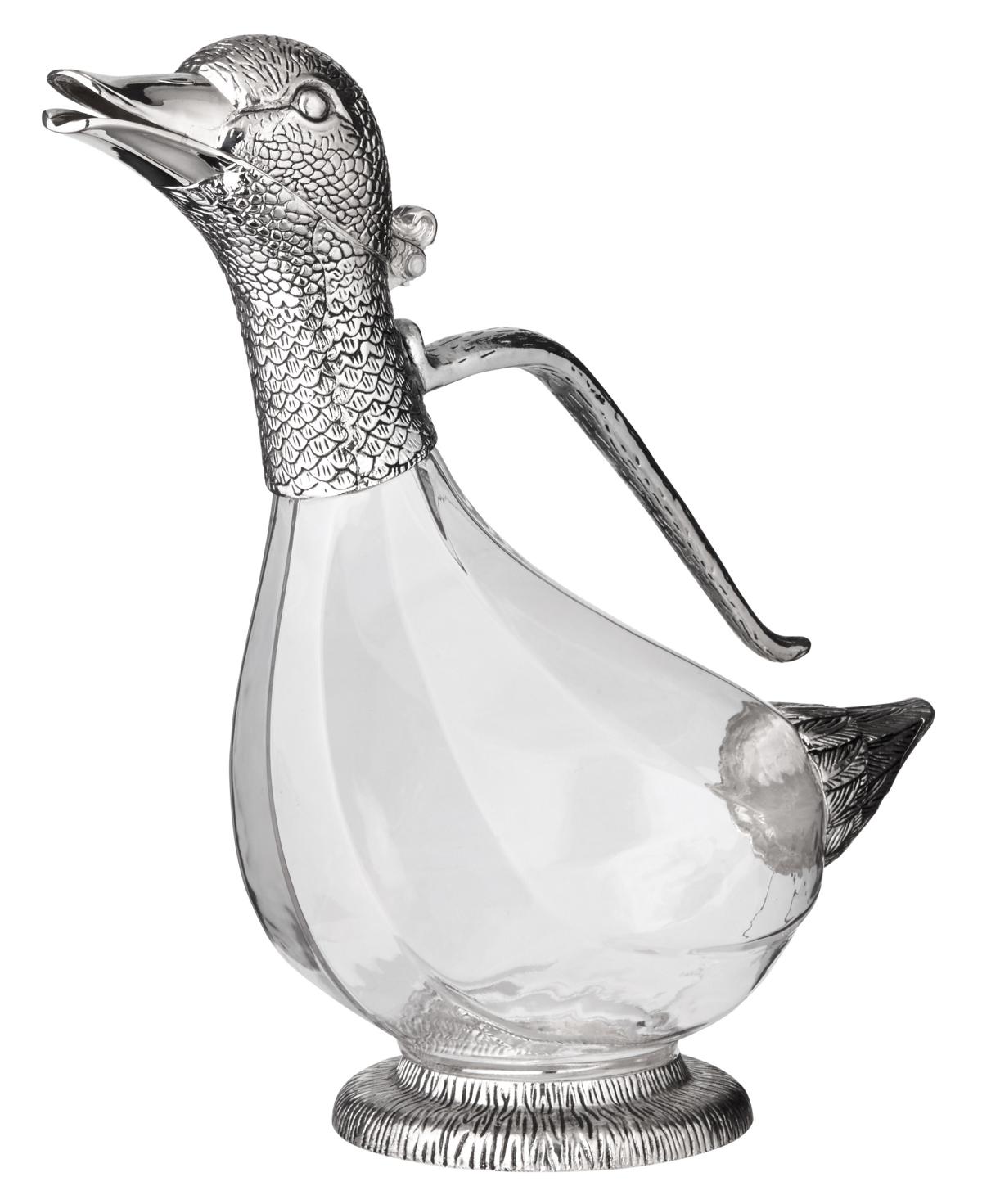 SALE 2. Wahl Dekanter Daisy (0,9 Liter), Enten-Form, Glas, edel versilbert