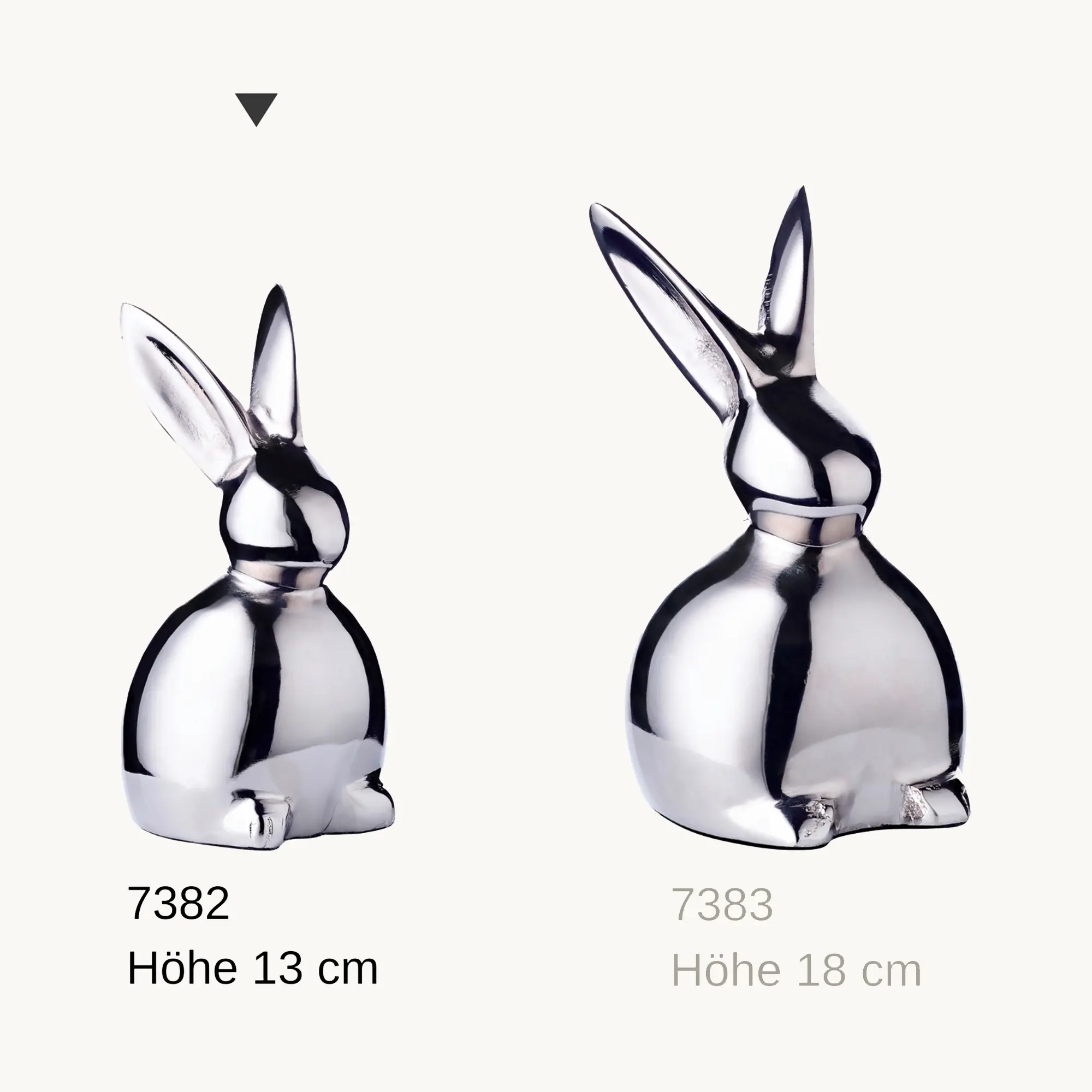 Dekofigur Hase Louis (Höhe 13 cm) Aluminium vernickelt