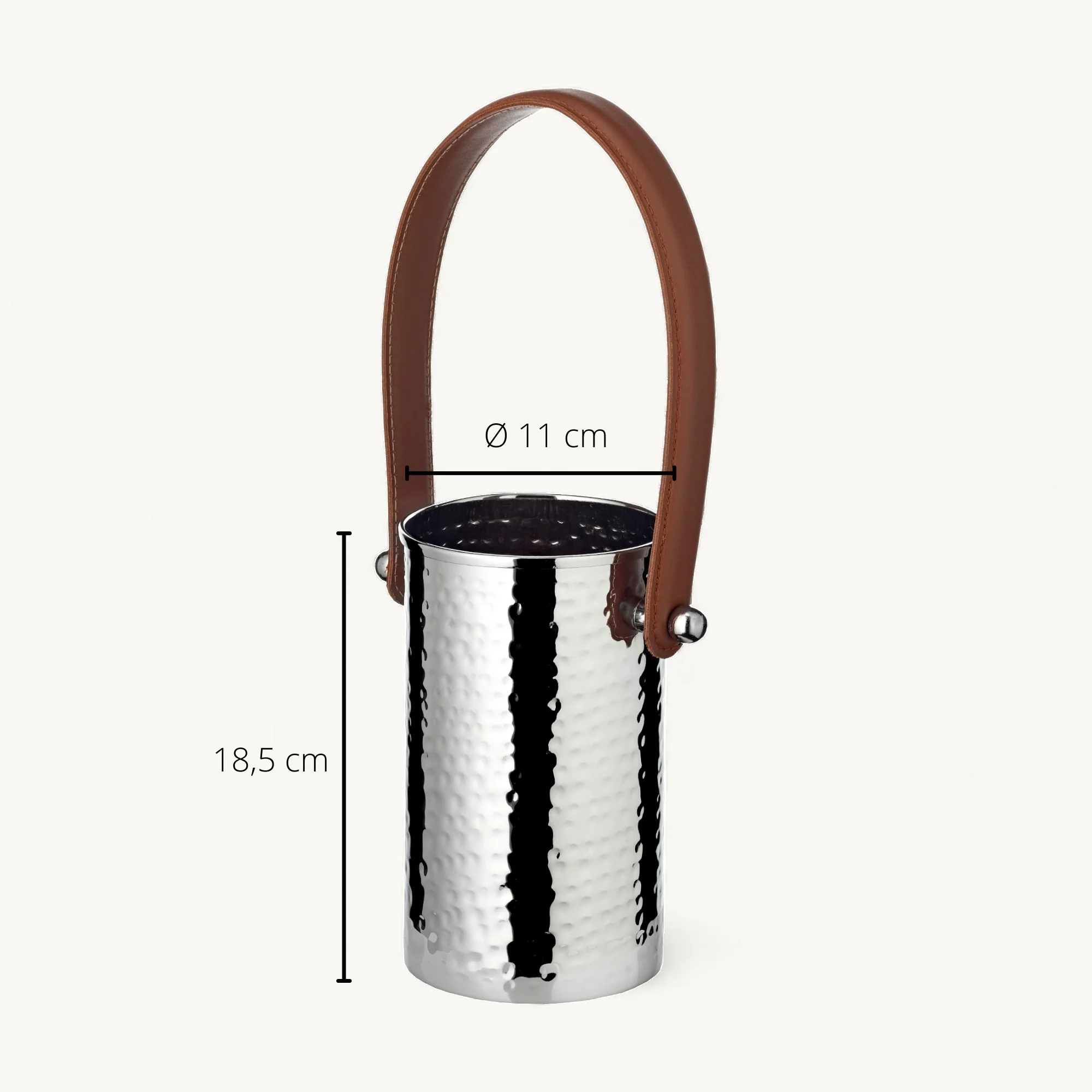 Flaschenkühler Gavin (H 18,5 cm, Ø 11 cm), gehämmert, Edelstahl, vernickelt