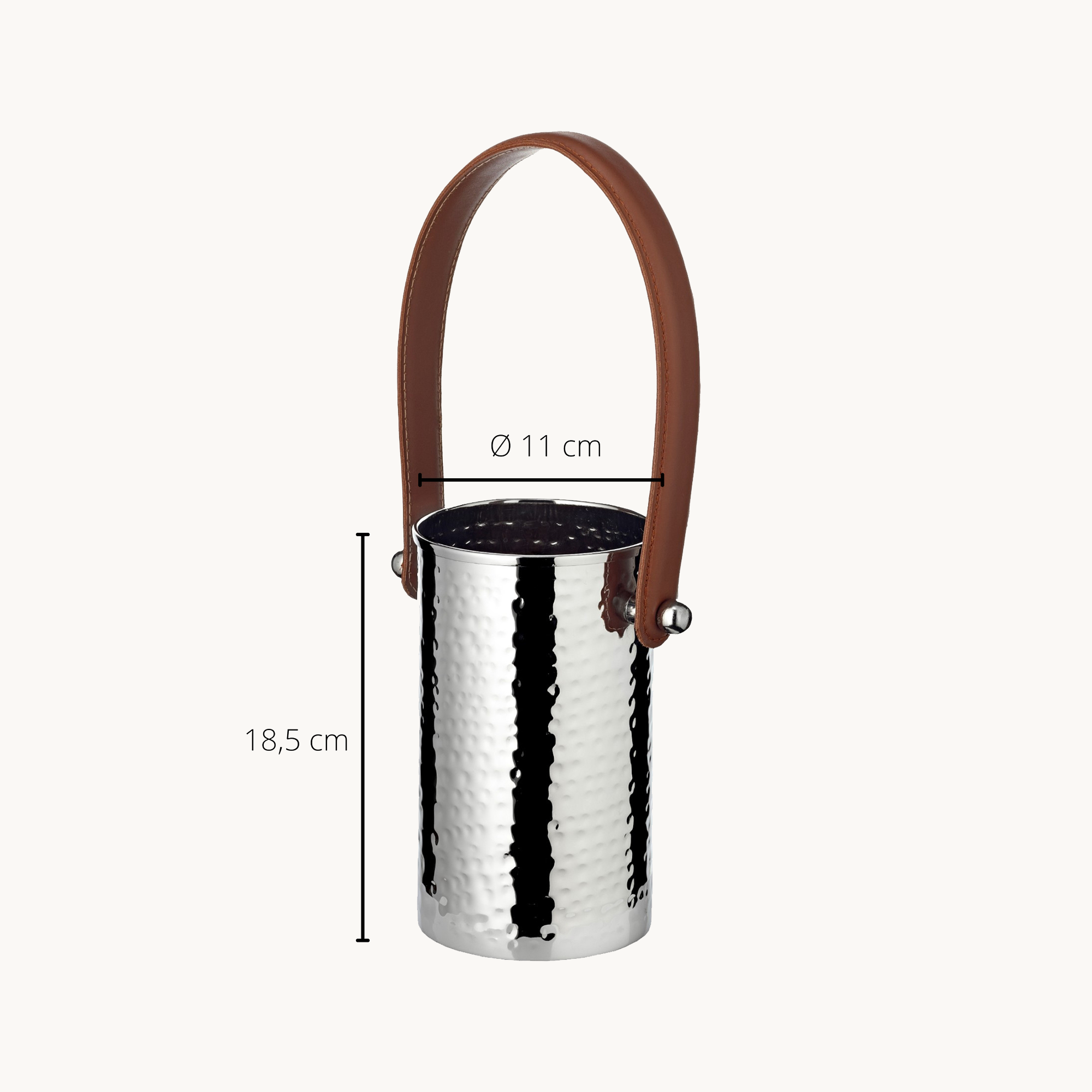 Flaschenkühler Gavin (H 18,5 cm, Ø 11 cm), gehämmert, Edelstahl, vernickelt