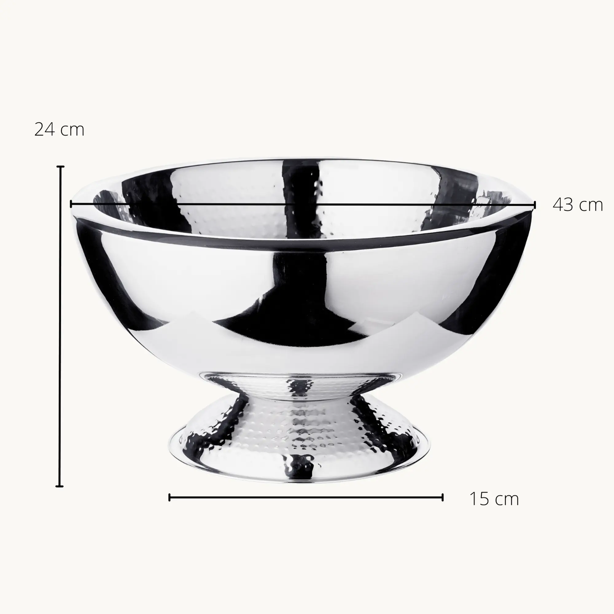 2. Wahl Champagnerkühler Toni, doppelwandig, Edelstahl hochglanzpoliert, Innen und Fuß gehämmert, ø 43 cm 