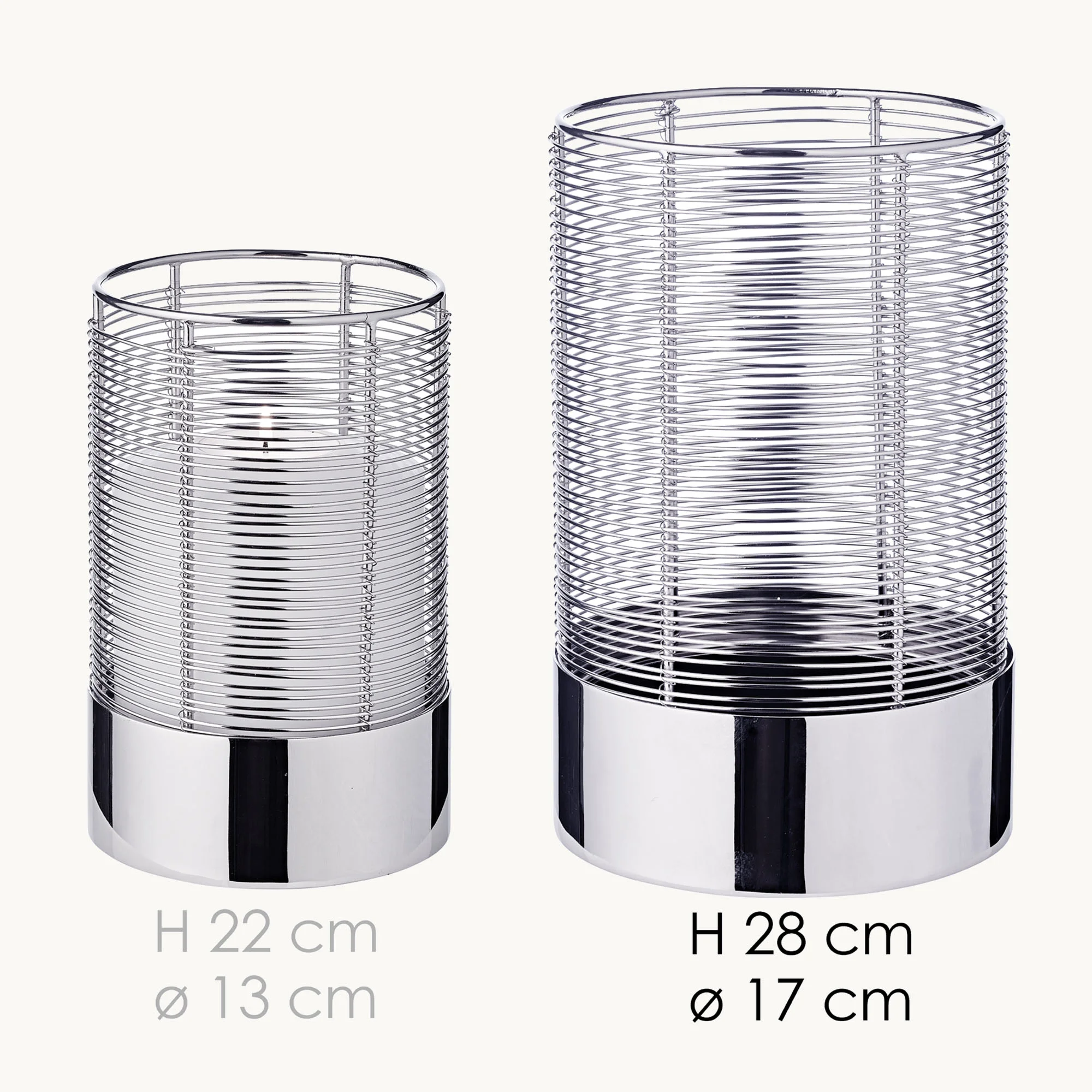 SALE Windlicht Kampen (Höhe 28 cm), vernickelter Edelstahl SALE Windlicht Kampen (Höhe 28 cm), vernickelter Edelstahl