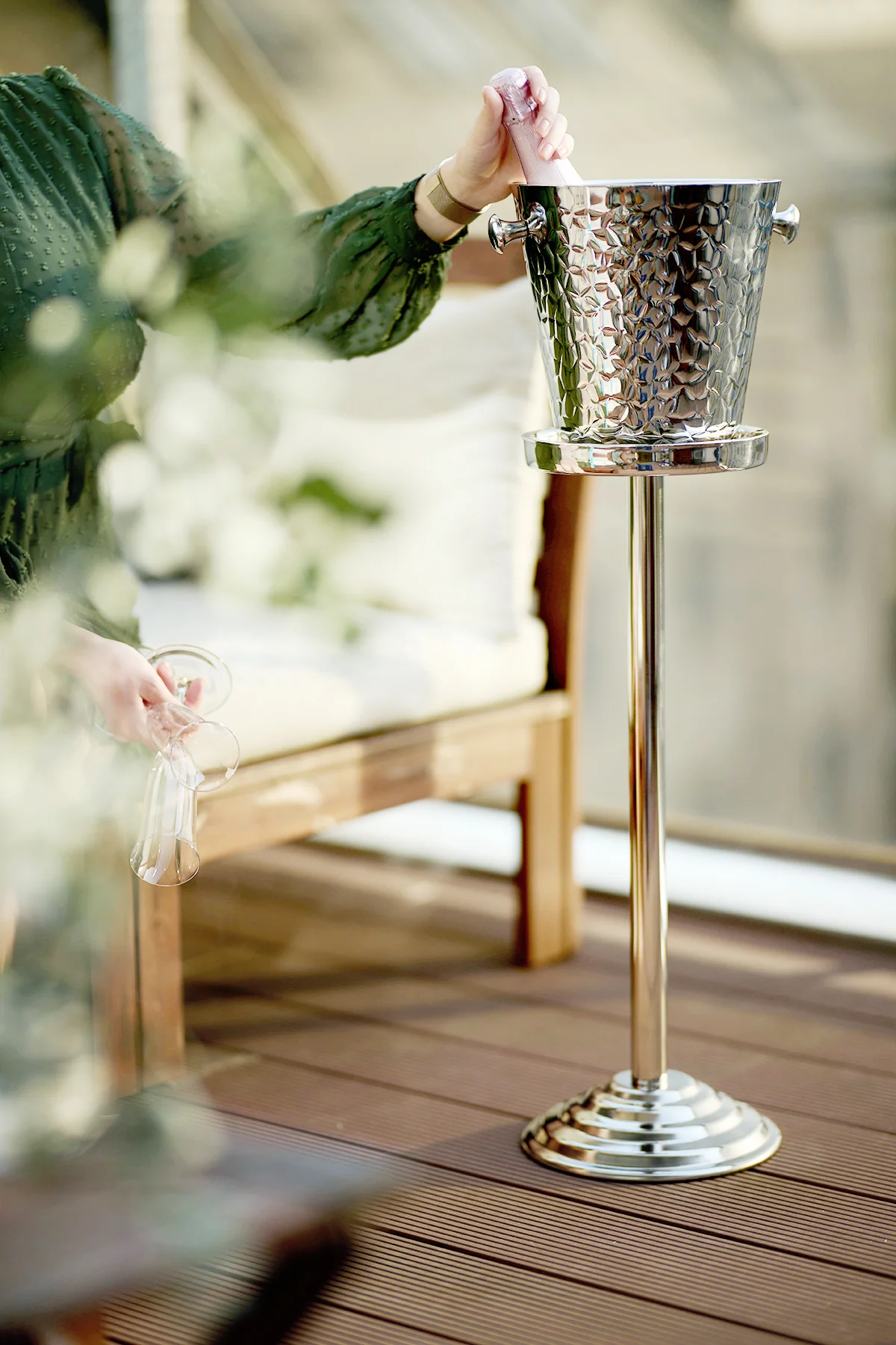 Sektkühlständer Olbia (Höhe 62 cm,  Ø 19,5 cm), Edelstahl, hochglanzpoliert Sektkühlständer Olbia (Höhe 62 cm,  Ø 19,5 cm), Edelstahl, hochglanzpoliert