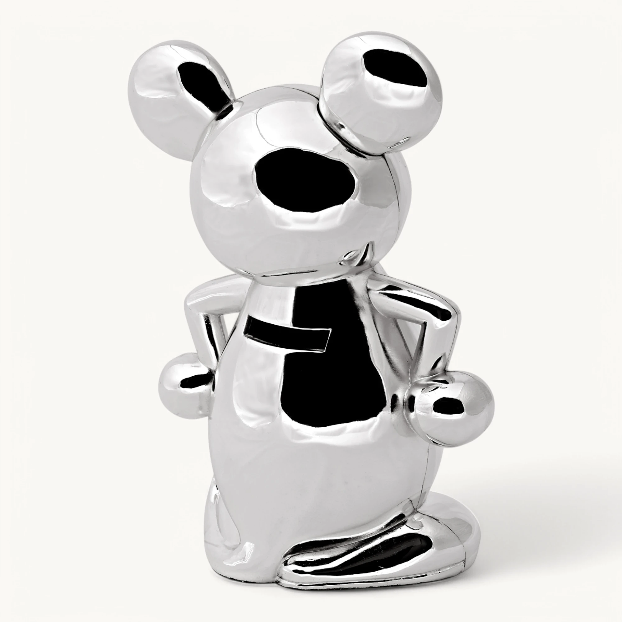 Spardose Sparbüchse Maus, edel versilbert, anlaufgeschützt, Höhe 19 cm