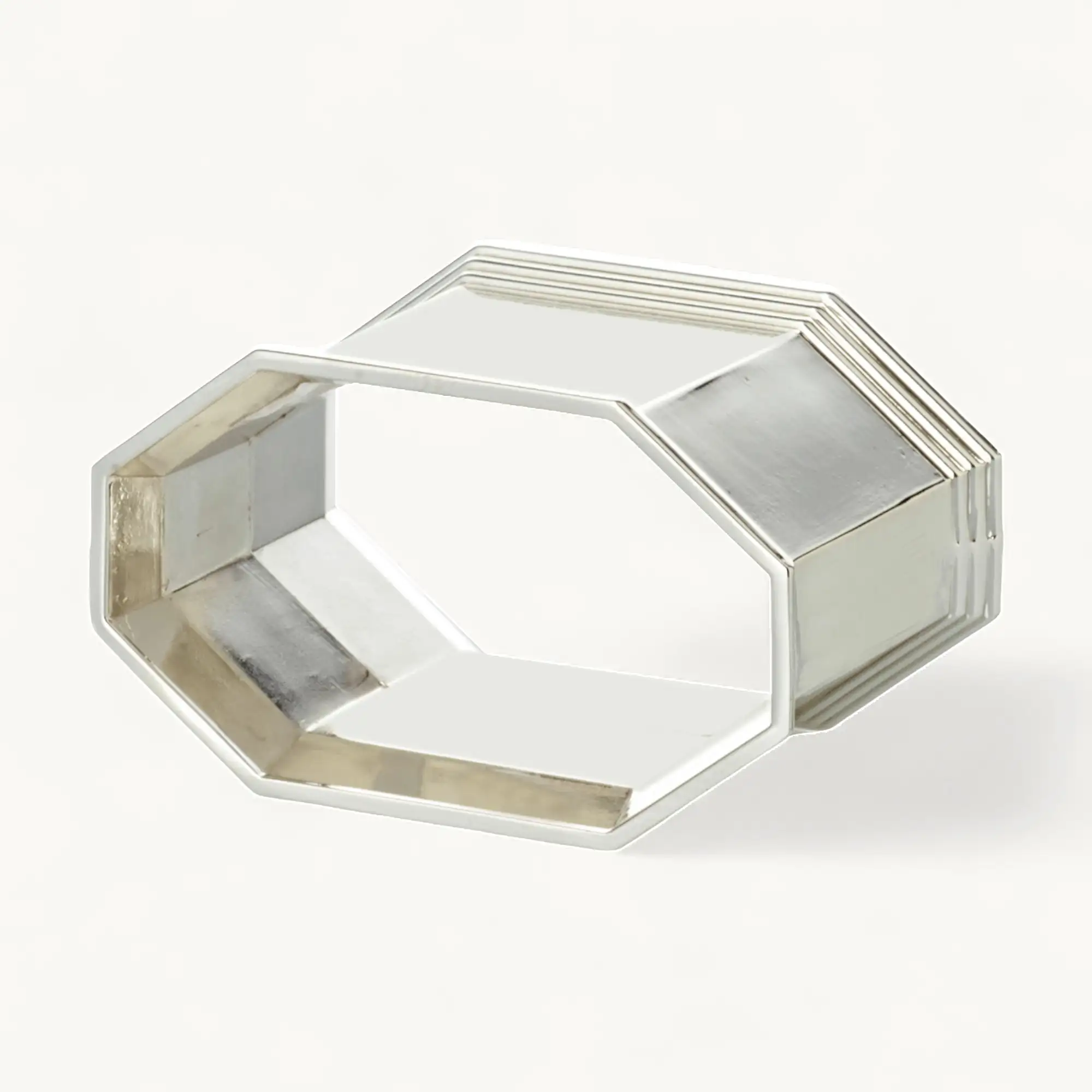 4er-Set Serviettenringe Octa (Länge 5,5 cm), edel versilbert, anlaufgeschützt 