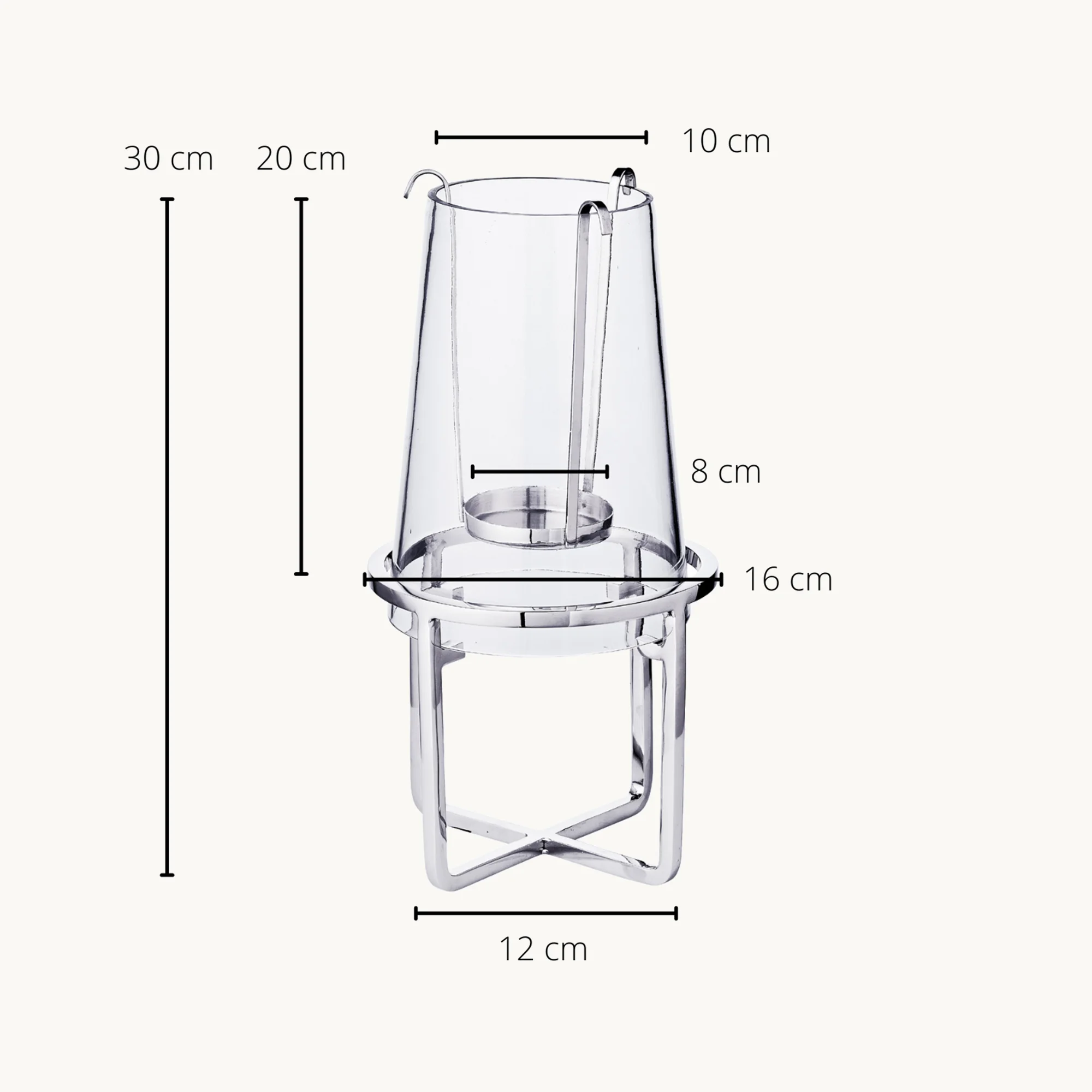SALE Windlicht Moll (Höhe 30 cm), vernickelter Edelstahl SALE Windlicht Moll (Höhe 30 cm), vernickelter Edelstahl